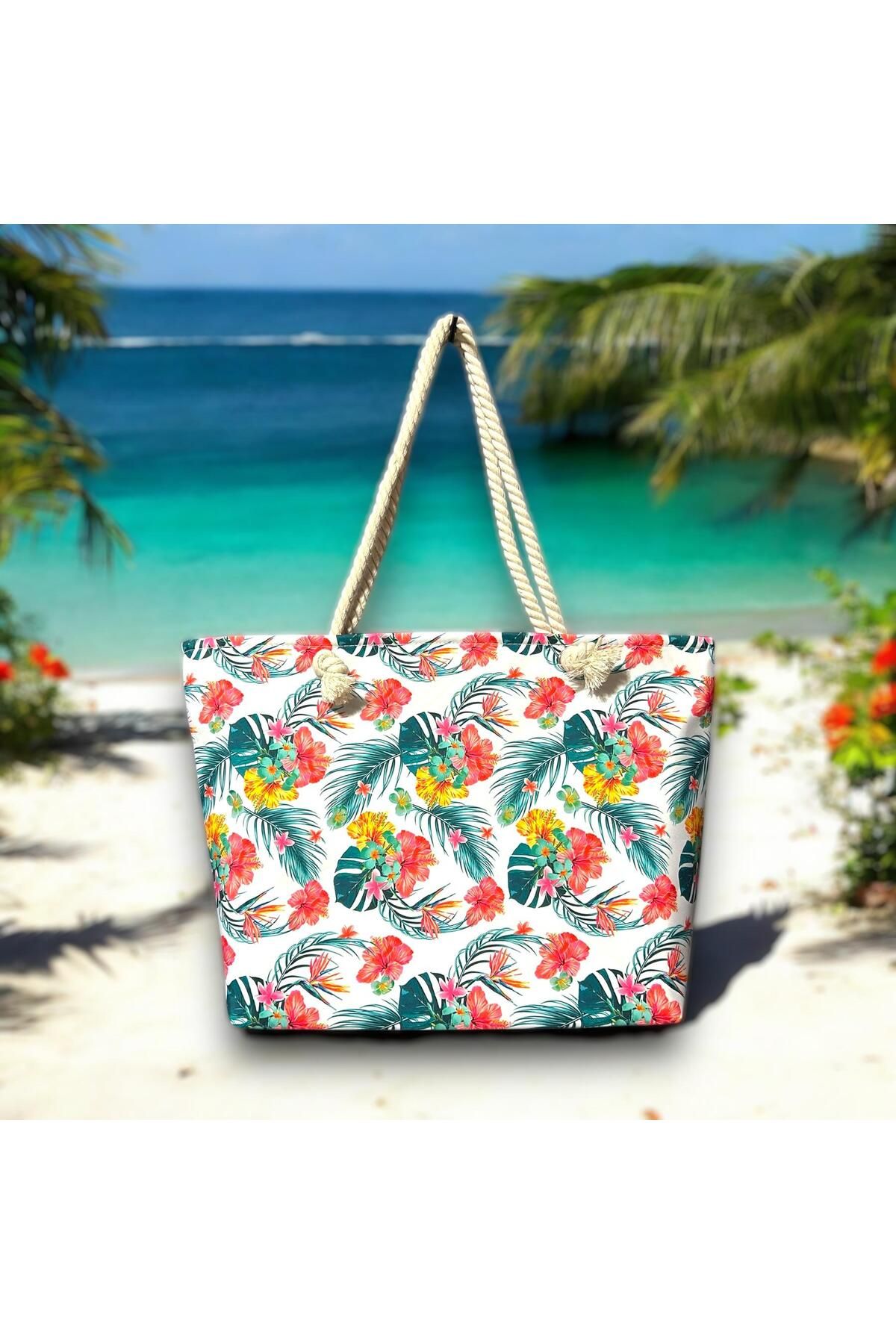 glorybag Yazlık Plaj ve Deniz Çantası Desenli Oxford Kumaş