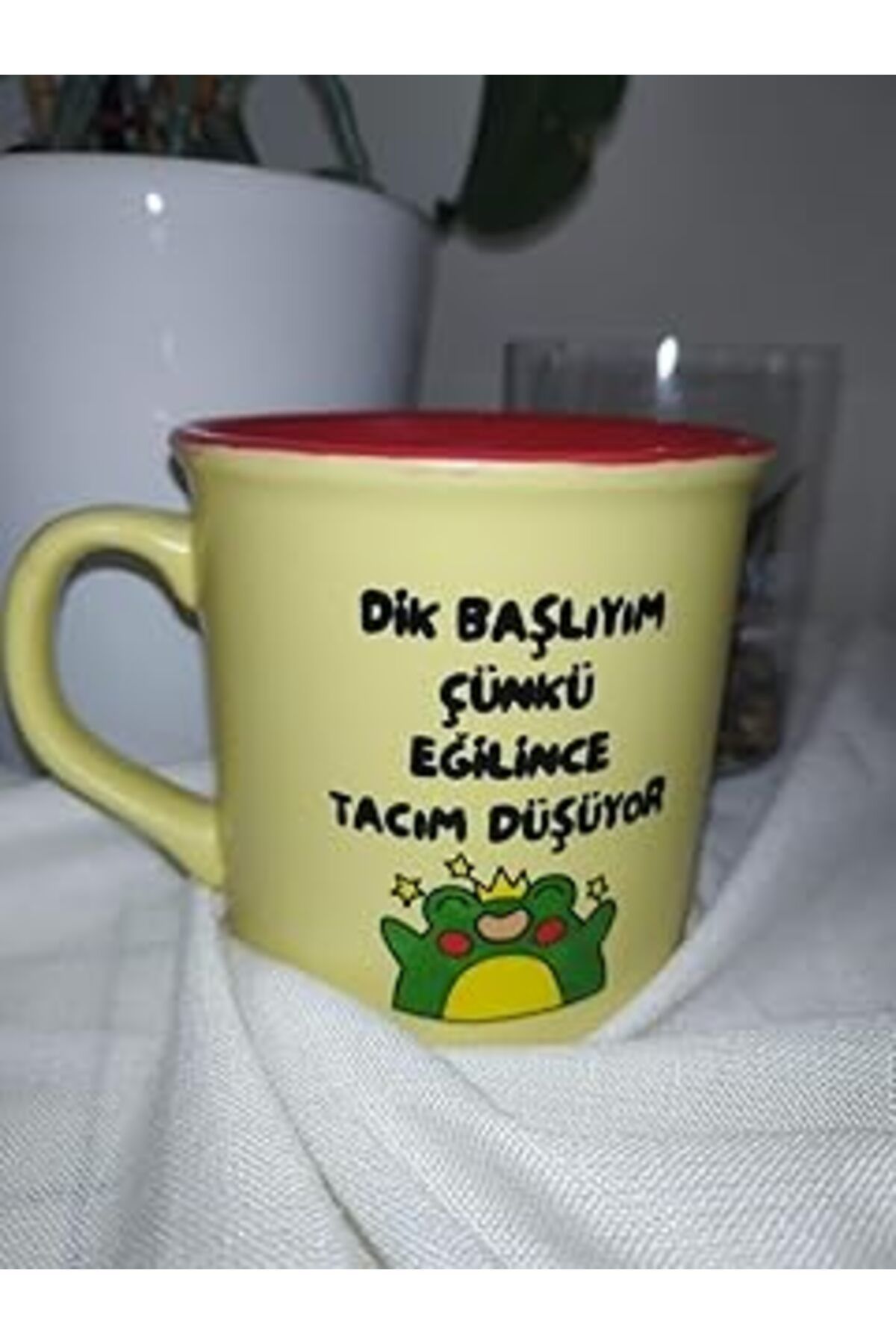 ASİTAN Dik Başliyim Çünkü Eğilince Tacim Düşüyor Komik Tasarimli Kupa Bardak
