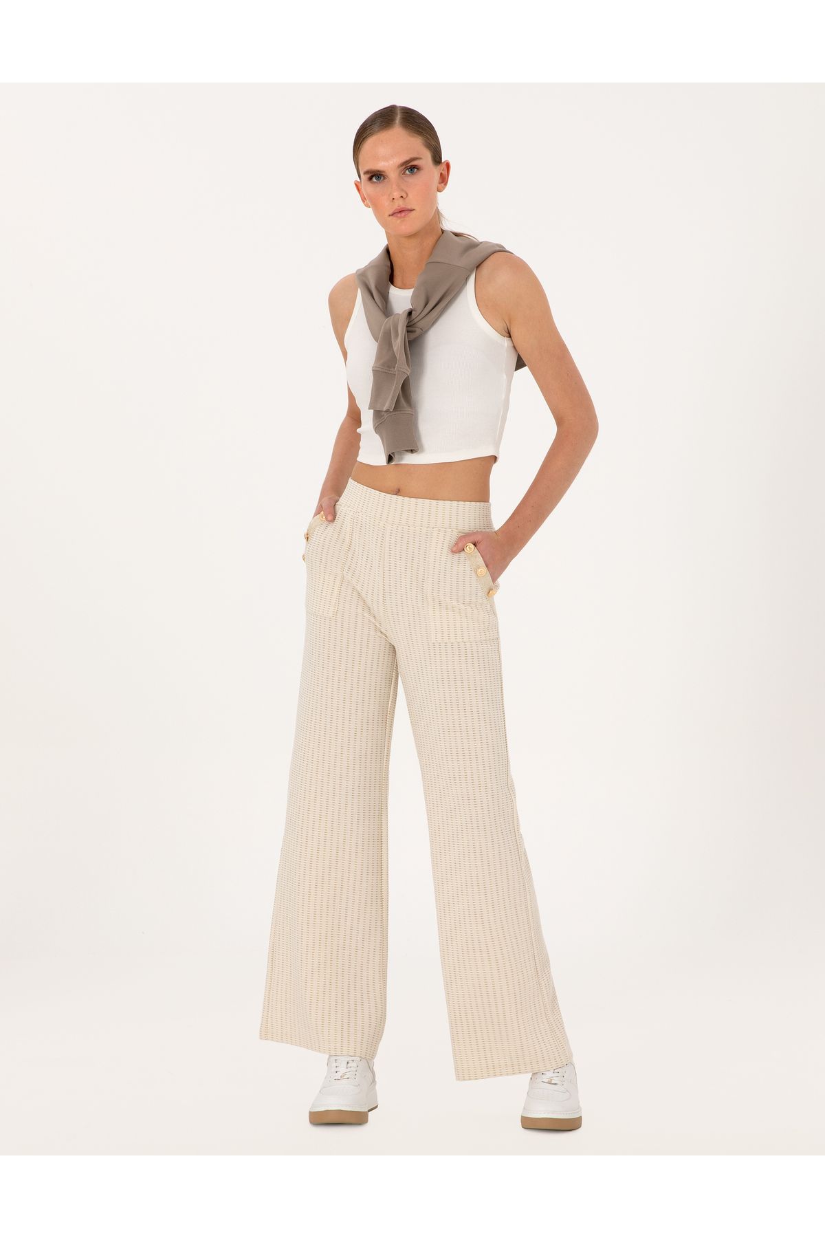 Pierre Cardin Krem Flare Fit Eşofman Altı 50301409-VR071