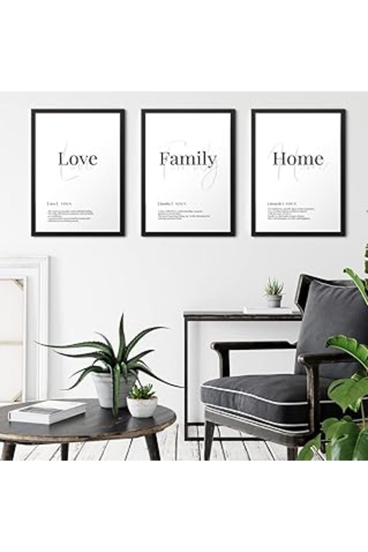 Pazarcan Tabloshop Sevgi - Aile Ve Ev Poster Tablo Seti 35 X 45Cm (3 Adet)