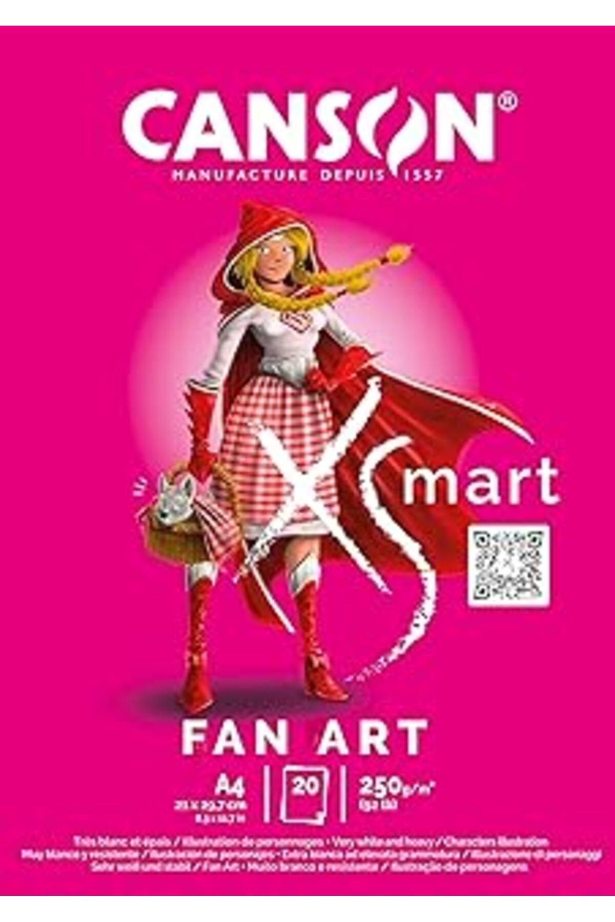 Pazarcan Canson Xsmart Fanart, Çizim Kağıdı, Beyaz, Düz, 250 G/M², Uzun Sayfa, A4-21 X 29,7 Cm, Beyaz, 20 Ya
