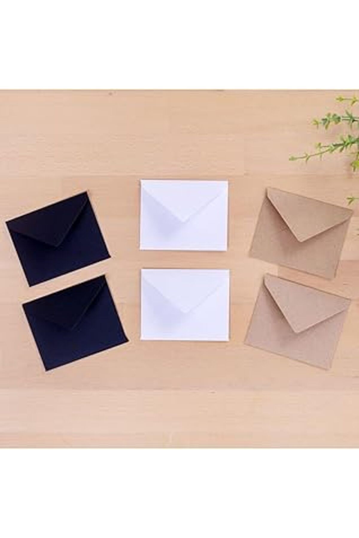 ASİTAN Bimotif Minik Zarf Seti, 7x9 Cm 6 Adet (KRAFT-BEYAZ-SİYAH)