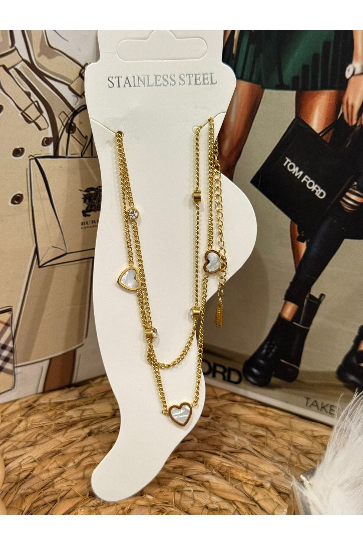 MODA TT Gold Çelik kalp modelli halhal