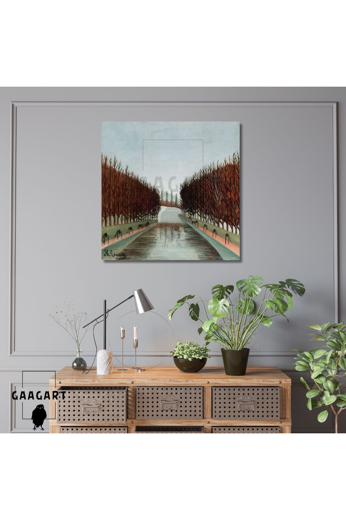 GAAGART Kare Kanvas Tablo Ünlü Eserler Henri Rousseau-Le Canal (ca. 1905)