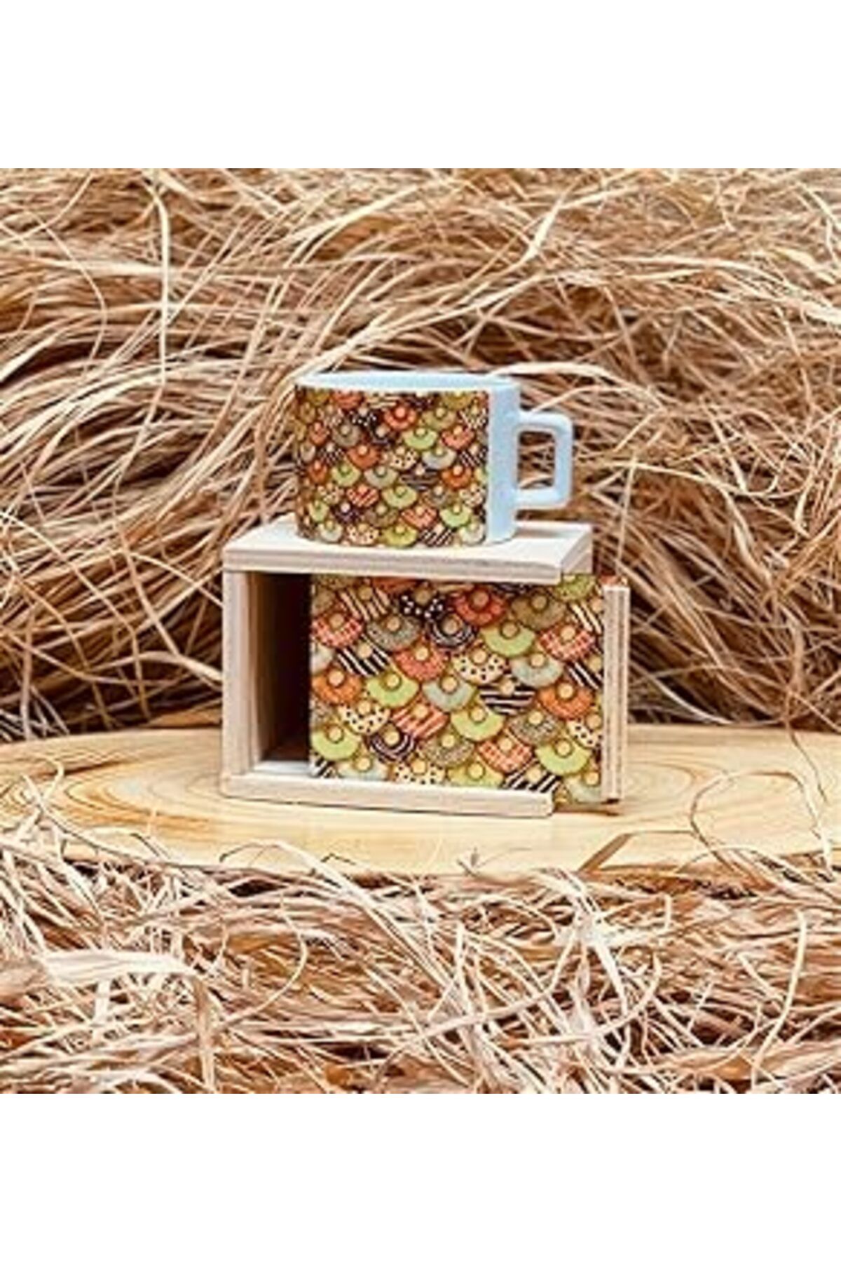 Mu Art Ahşap Giftmoda Donut Tatlı Kutulu Kupa Arkadaşa Hediye