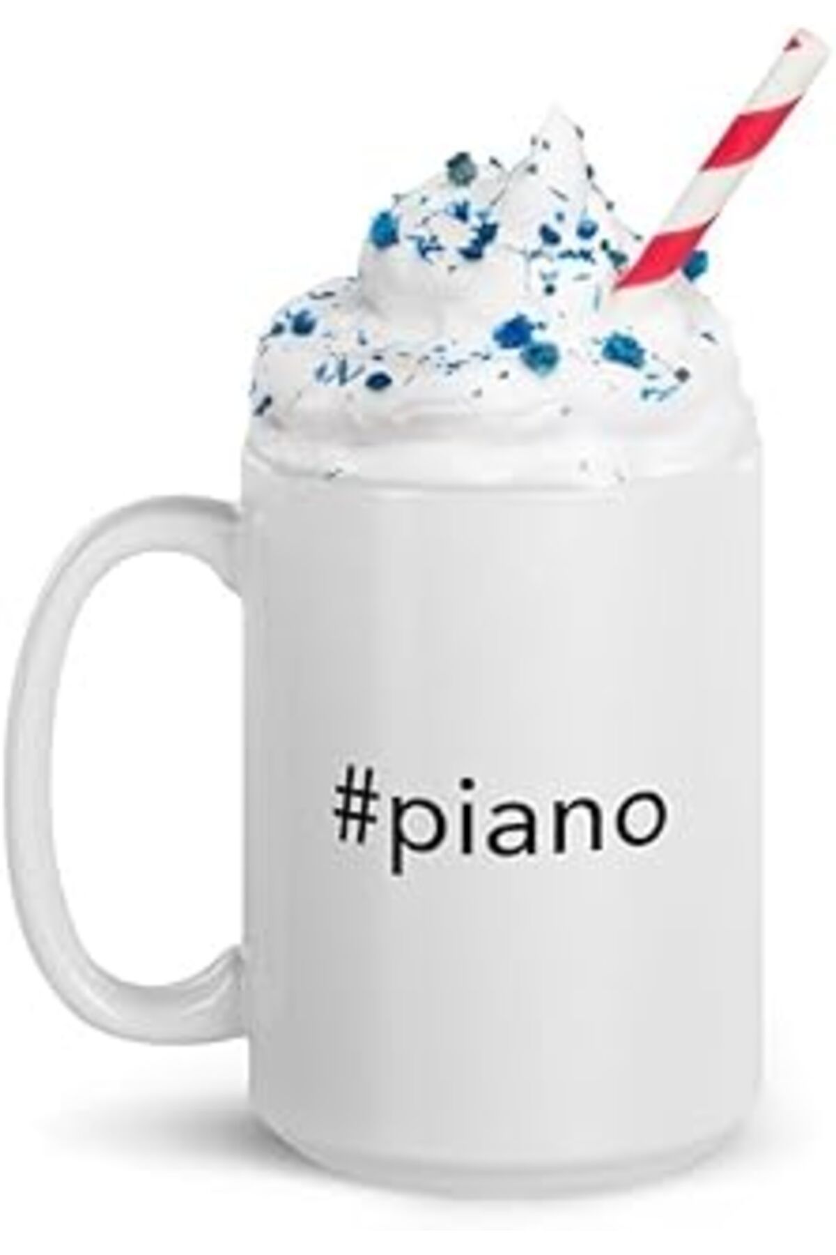 ASİTAN Print Dore Hashtag Piyano Kupa Bardak- Beyaz Parlak Kupa - İngilizce Kahve Kupa