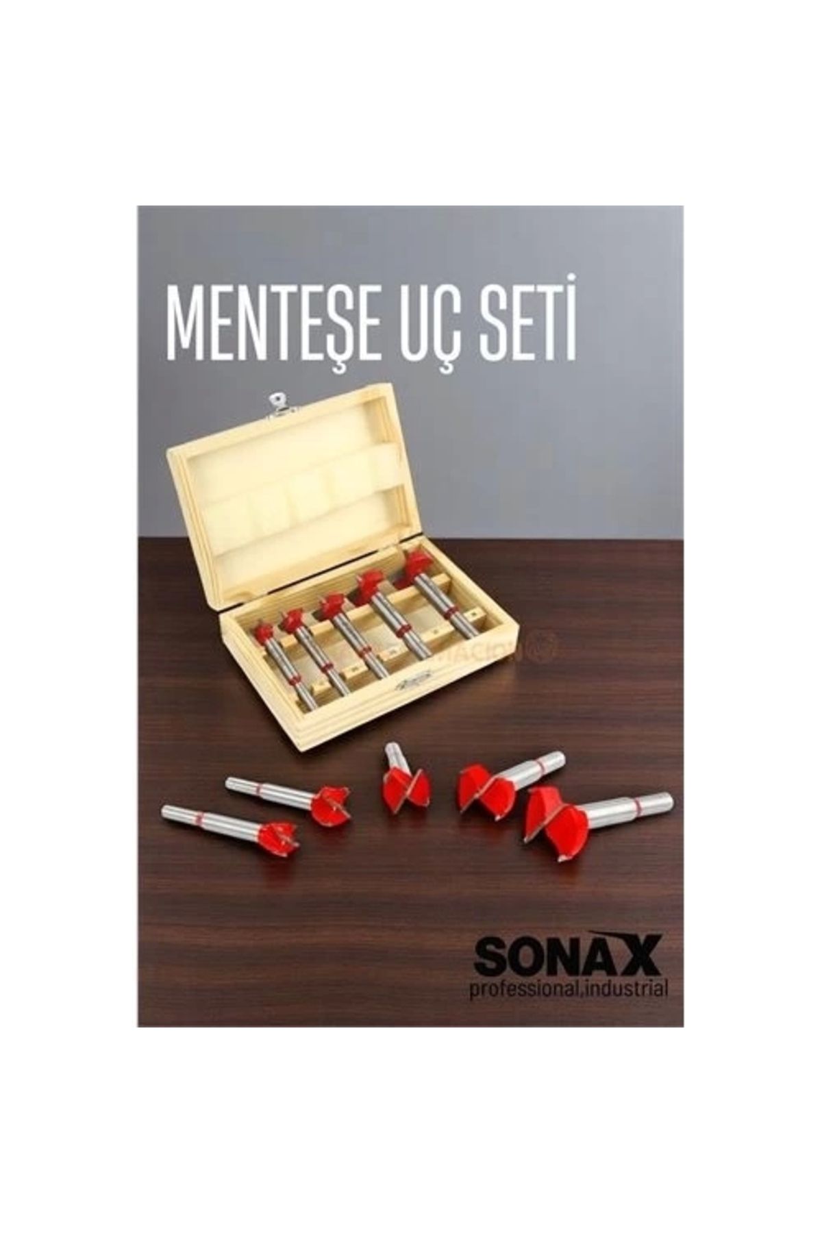 Generic Menteşe Uç Seti Ahşap Freze Bıçağı Yuvarlak Panc 5 Adet Çantalı Takım