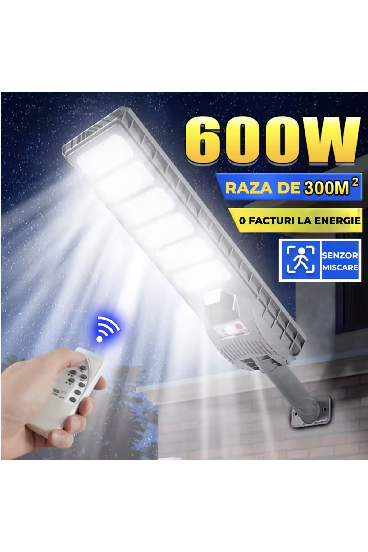TnsAround Lampa Solara Led Exterior Tns , 600w, Senzor De Miscare, Panou Solar,putere Lumina 8000, Telecomanda - One Size