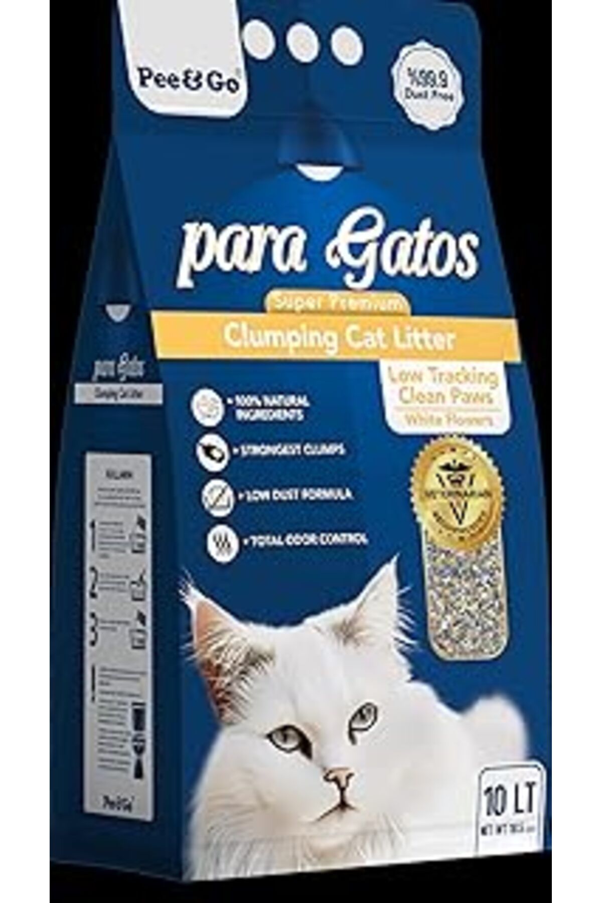 Mu Art Ahşap Glipet Paragatos Aktif Karbon Ve Beyaz Çiçekli İnce Taneli Kedi Kumu 10 Lt