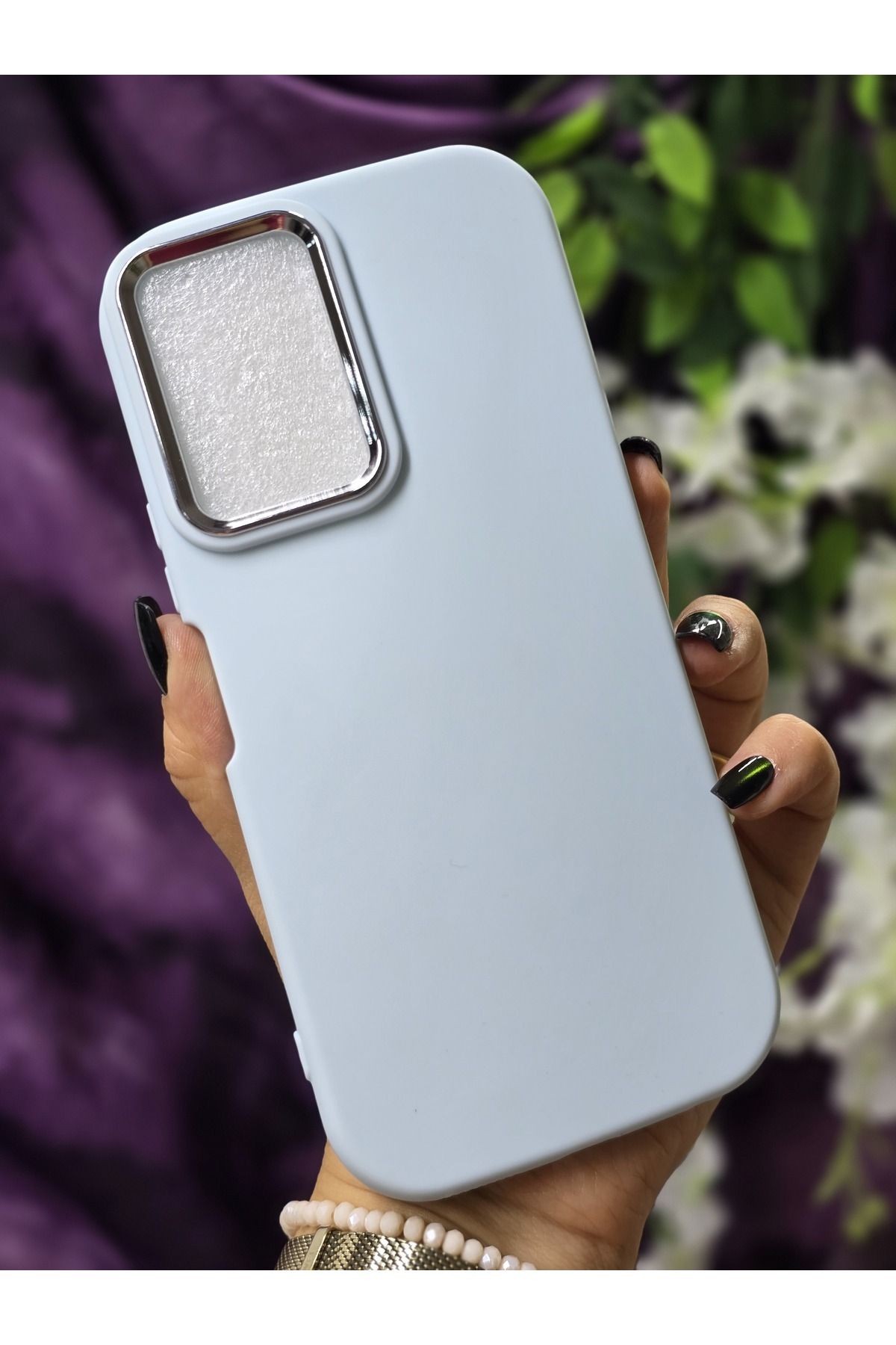 Magic Ring Vivo Y16 Uyumlu Metal Kamera Çerçeveli Mat Bebe Mavi Silikon Kılıf