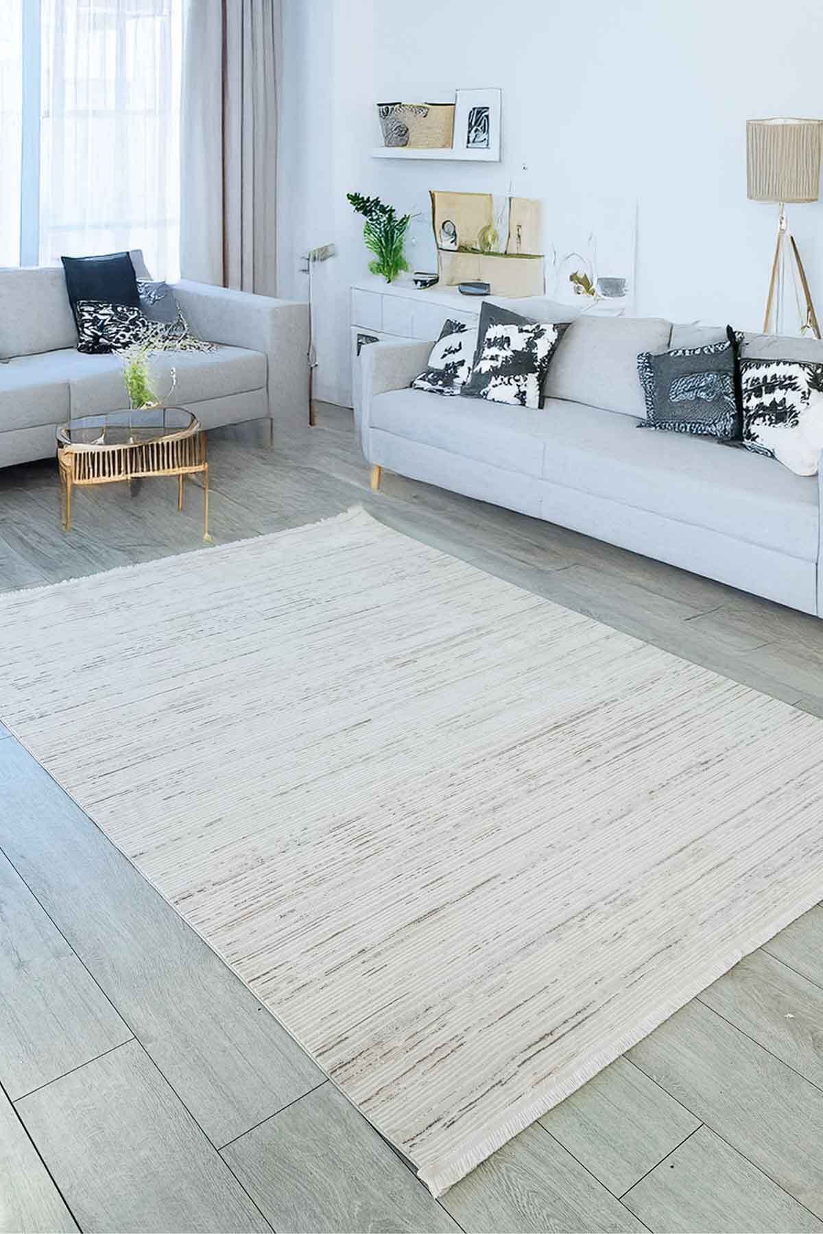 Decomia Home Violette Dokuma Yıkanabilir Modern Krem Vizon Salon Halısı Mutfak Halısı Yolluk