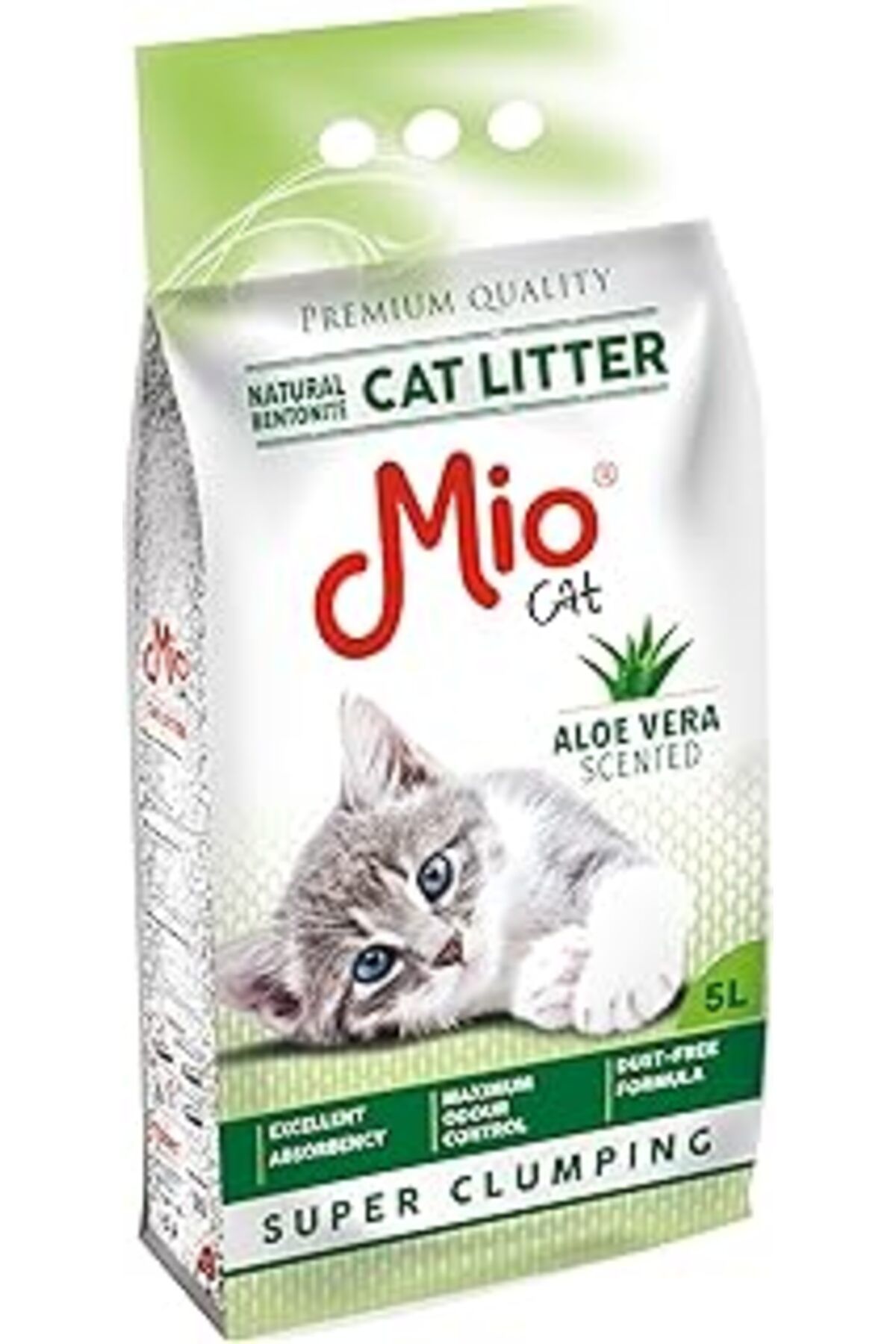 Mu Art Ahşap Mio Kedi Kumu, 5 Lt. Aloe Vera Kokulu Bentonit, İnce