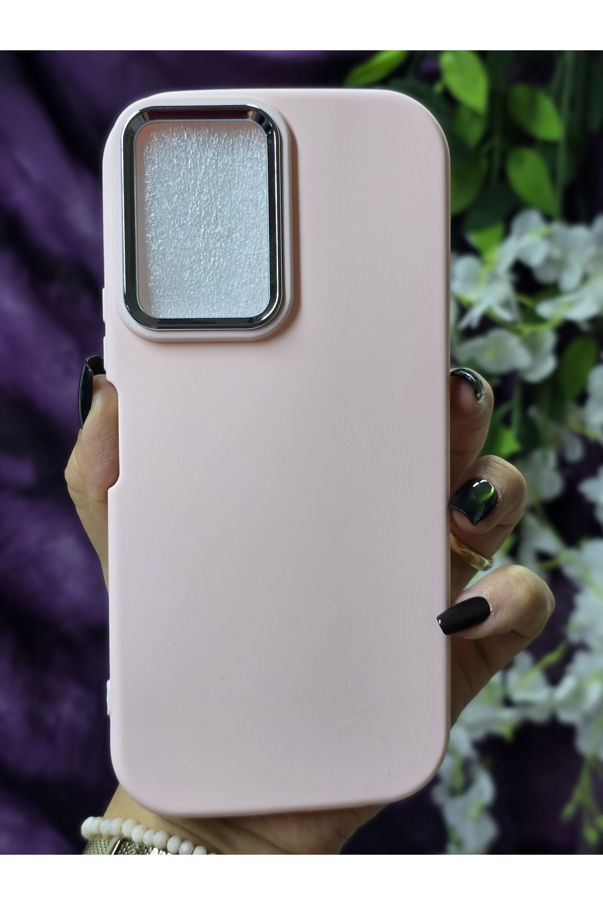 Magic Ring Vivo Y16 Uyumlu Metal Kamera Çerçeveli Mat Kum Pembe Silikon Kılıf