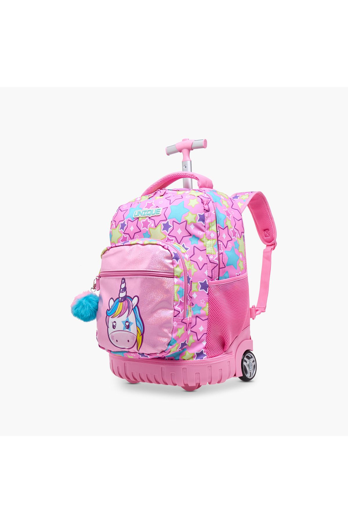Unique--O Unicorn Print Trolley Backpack with Retractable Handle and Pom-Pom Charm - 32x22x47 cms 3