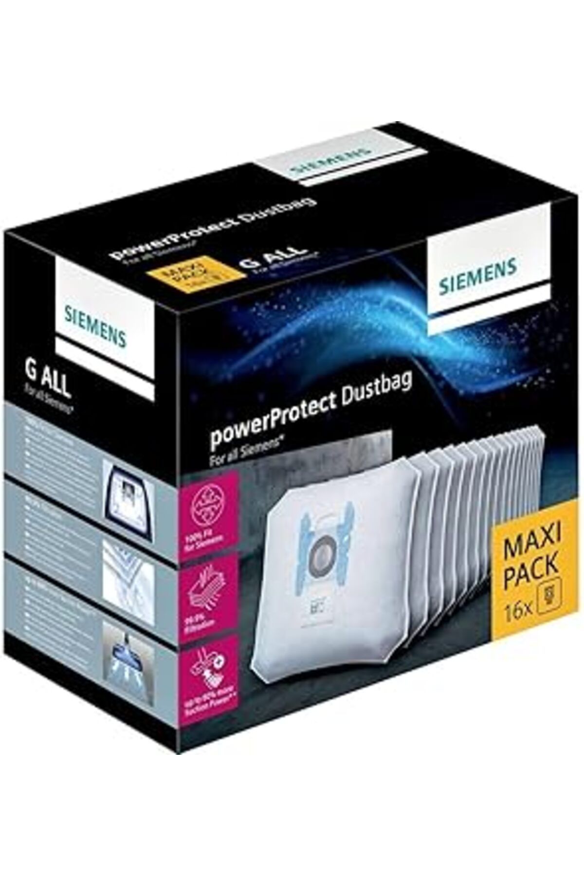 ASİTAN Siemens Powerprotect Elektrikli Süpürge Torbası Vz16Gall (16 Adet), Kilitli, Verimli Motor Koruması