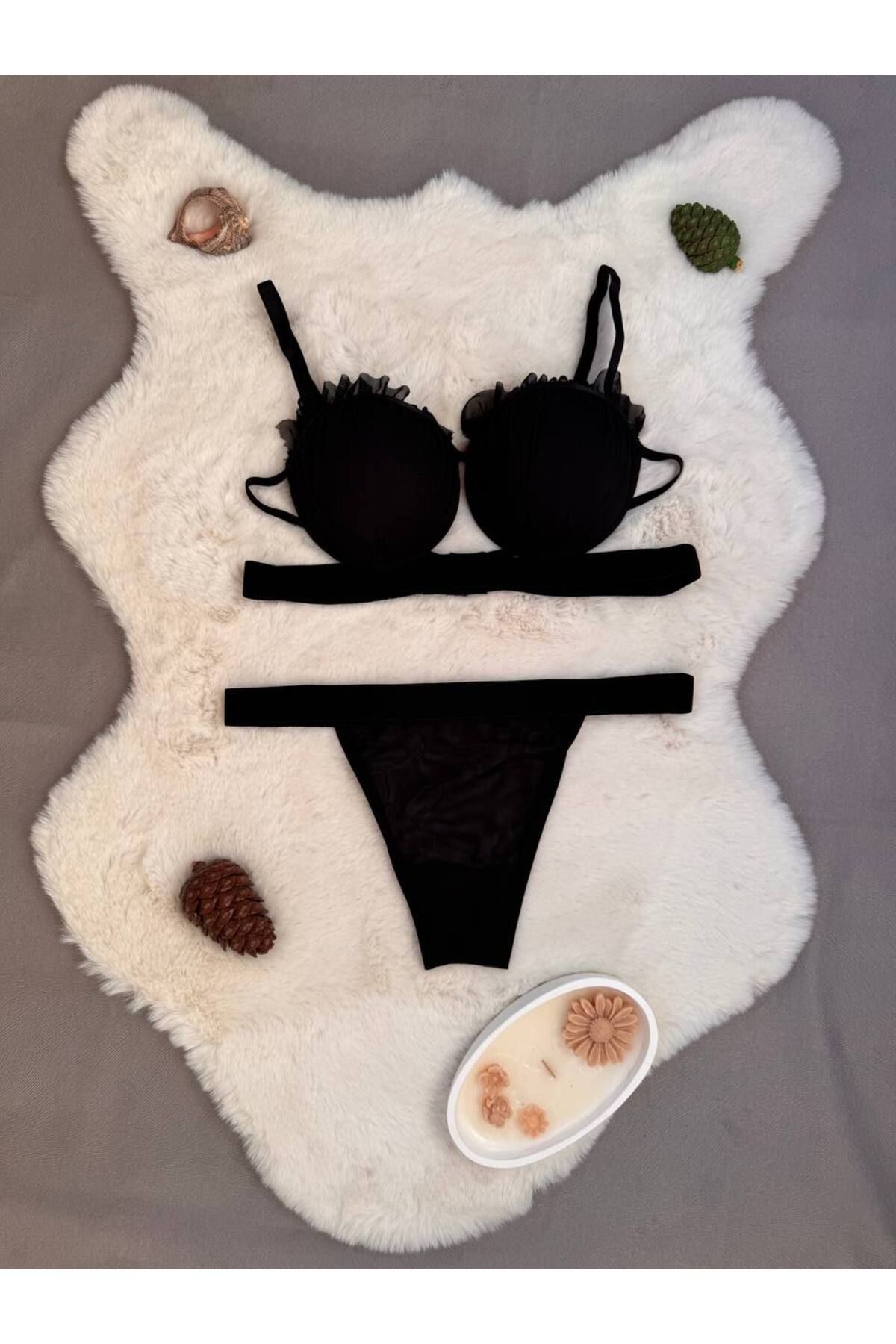 Love Angels İstiridye Model Tam Dolgulu Destekli Sütyen Külot Takım - Kadın İç Giyim