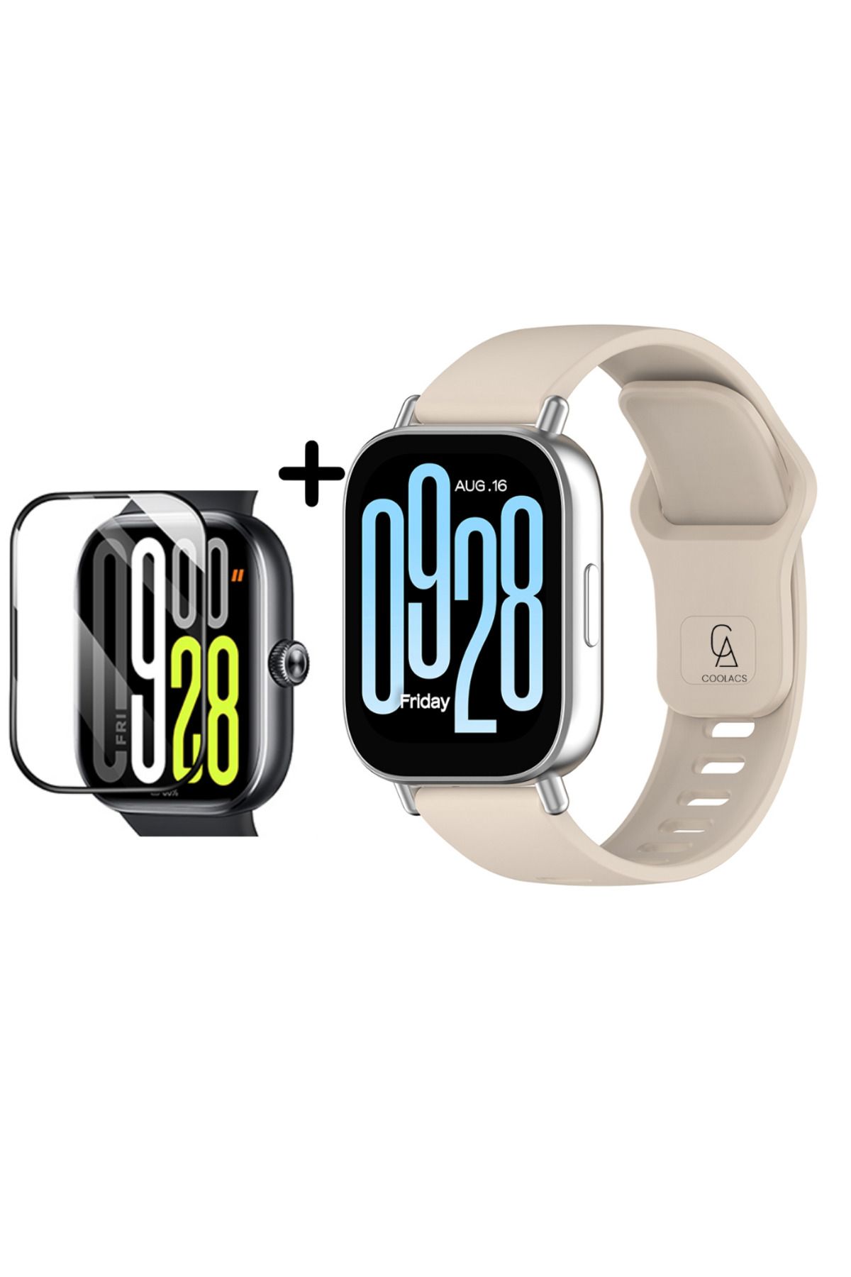 Coolacs Xiaomi Redmi Watch 5 Active Uyumlu Yumuşak Silikon Kordon ve Kavisli Ekran Koruyucu Seti
