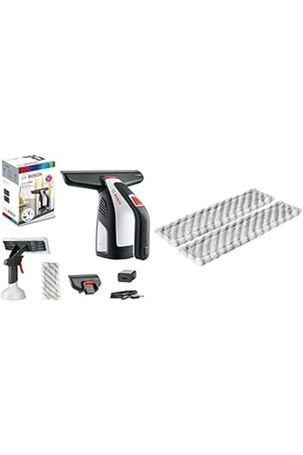 Pazarcan Bosch Glassvac Akülü Cam Temizleme Makinesi & Glassvac Yedek Mikrofiber Bez (Büyük)