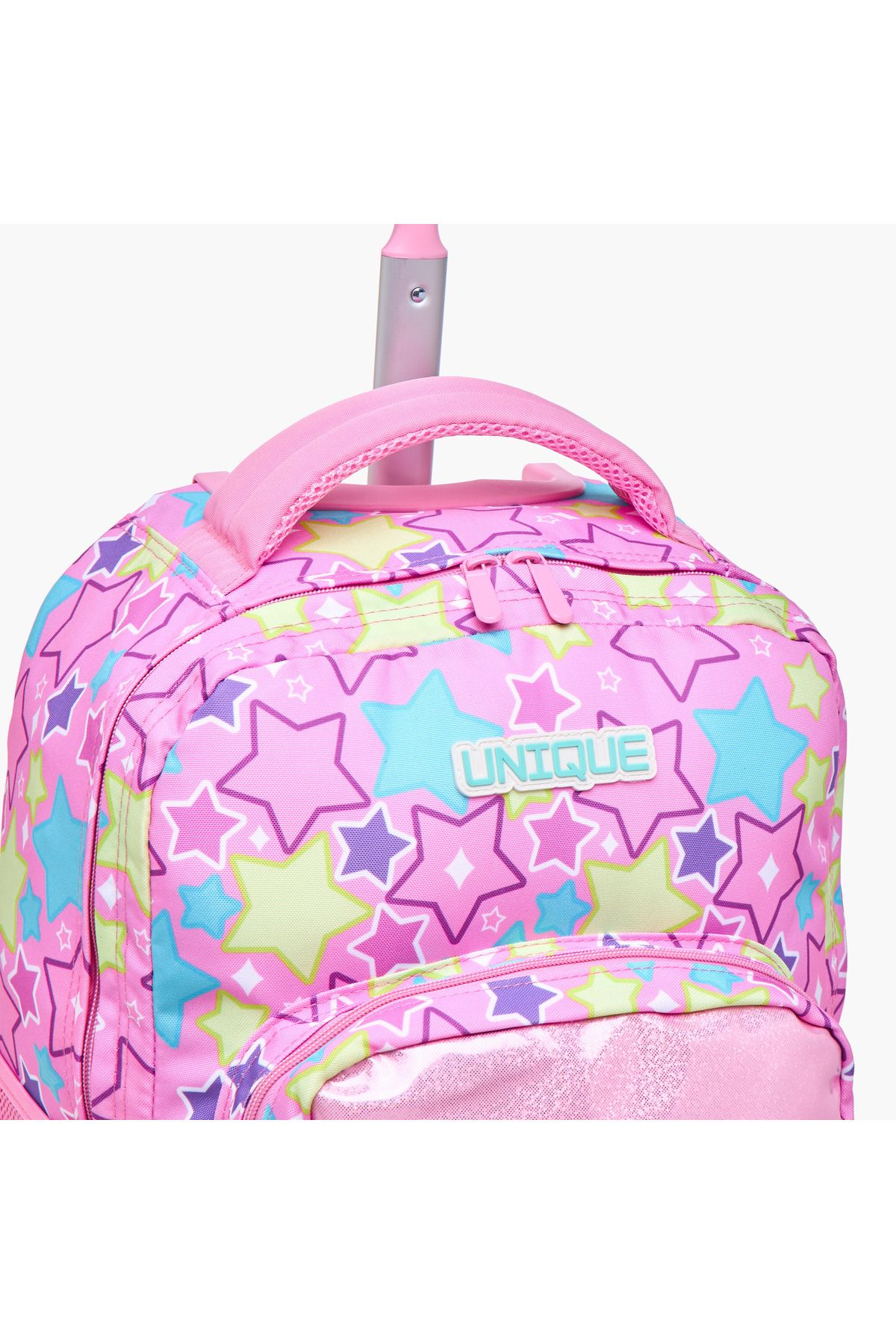 Unique--O Unicorn Print Trolley Backpack with Retractable Handle and Pom-Pom Charm - 32x22x47 cms 8