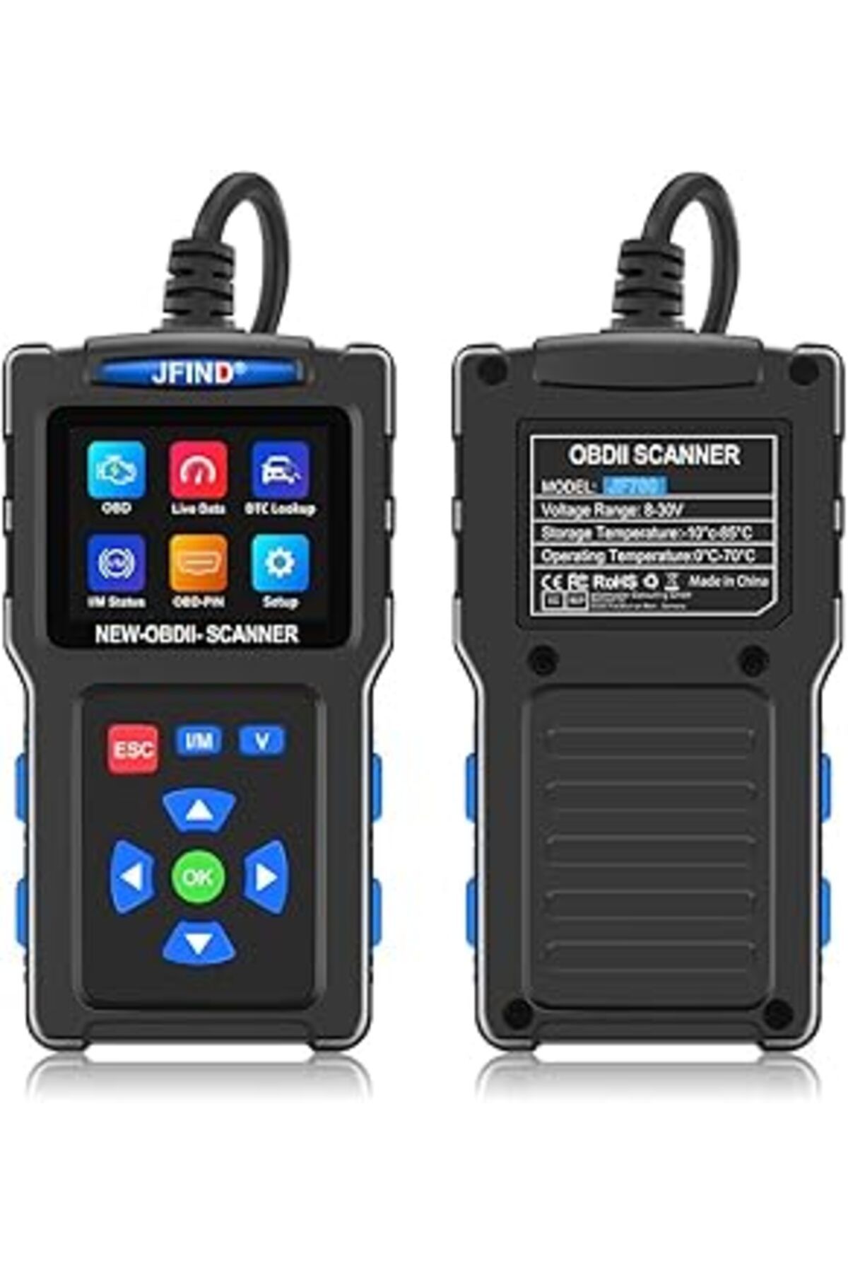 Mu Art Ahşap Jfind Jf700 Obdii 16 Pin Arıza Tespit Cihazı Tarayıcı Hata Kod Okuyucu