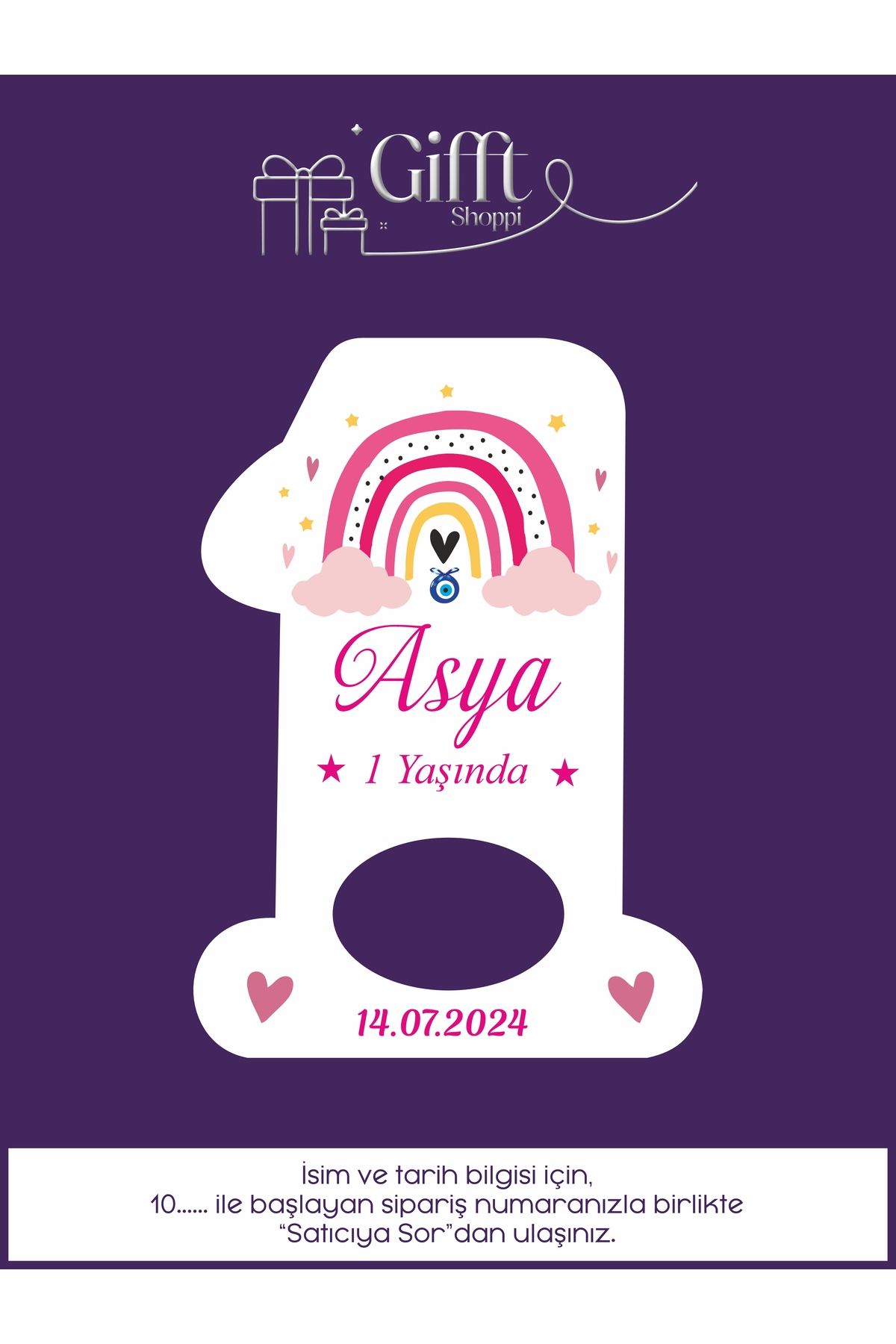 giftshoppi Gökkuşağı 1 Yaş Rakam açacak yenidoğan doğum günü magnet hediyelikleri 10 adet