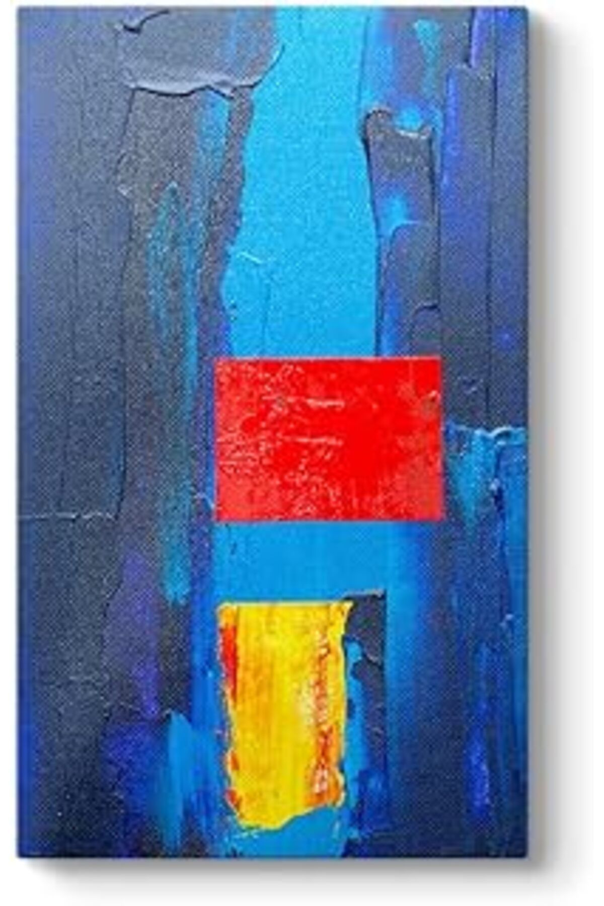 Mu Art Ahşap Tabloshop Mavi Kırmızı Sarı Soyut Kanvas Tablo 40 X 70