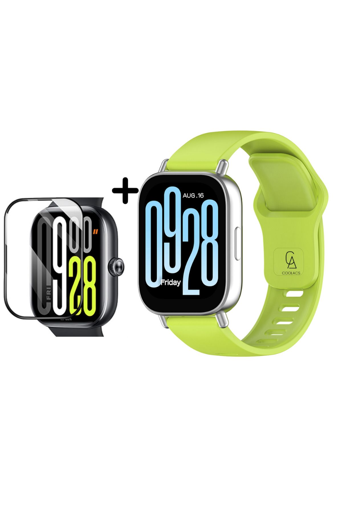 Coolacs Xiaomi Redmi Watch 5 Active Uyumlu Yumuşak Silikon Kordon ve Kavisli Ekran Koruyucu Seti