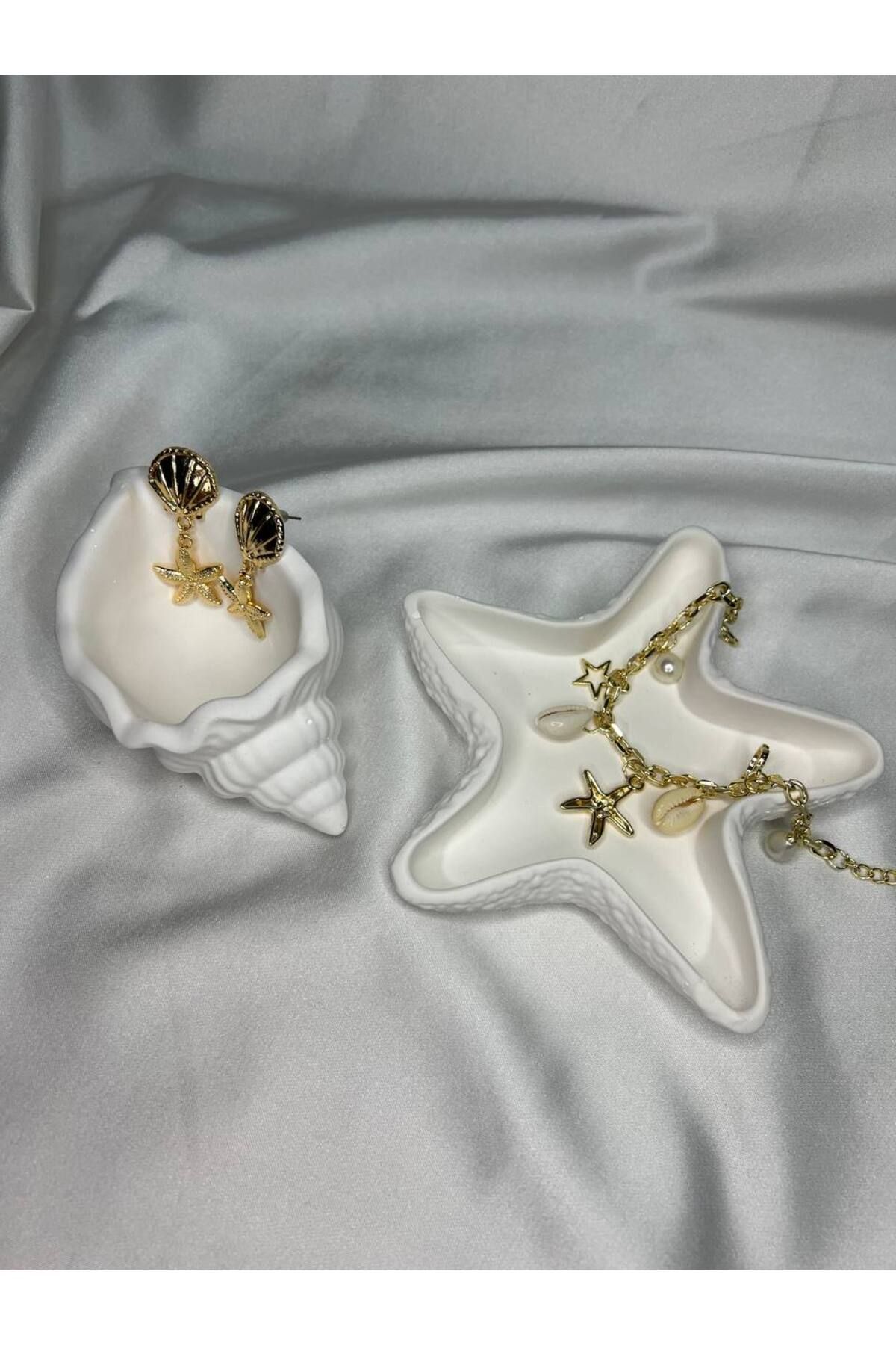 Love Candle Dekor Deniz Yıldız Deniz Kabuğu Seti, Dekotarif Takı Seti