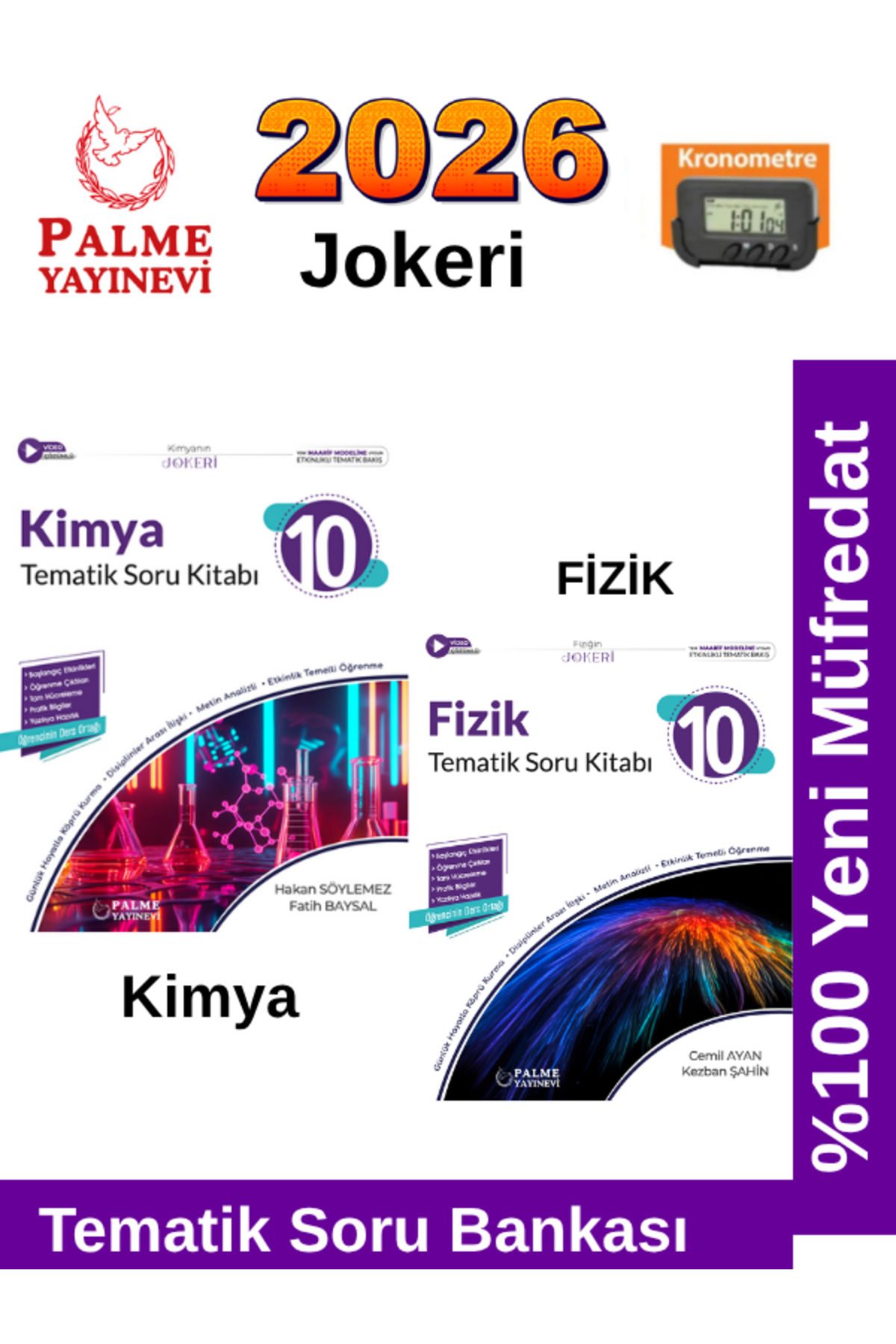 Palme Yayınevi 2026 10.Sınıf Fizik-Kimya %100 Yeni Müfredat Tematik Soru Bankası+Kronometre