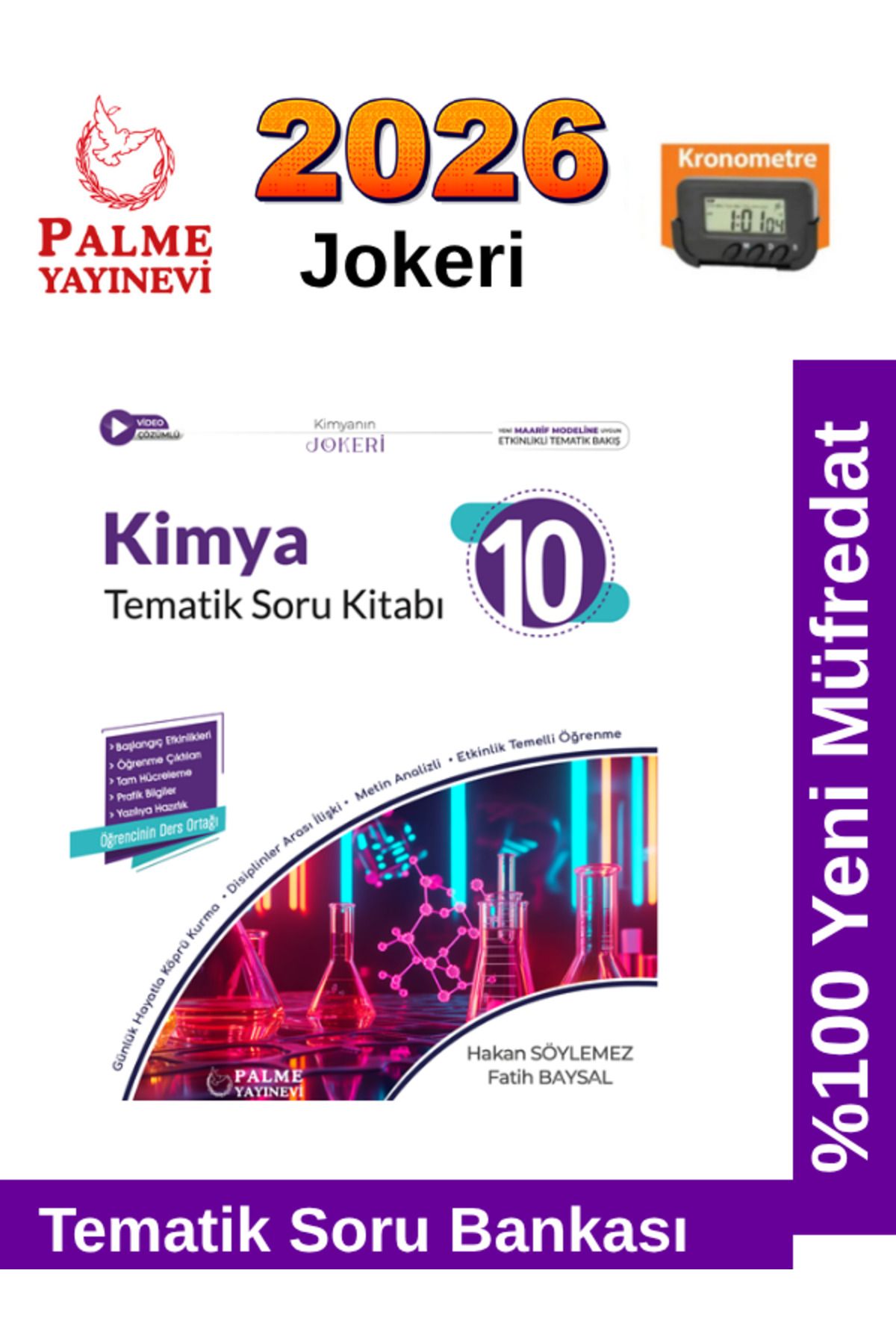 Palme Yayınevi 2026 10.Sınıf Kimya Jokeri Tematik %100 Yeni Müfredat Soru Bankası+Kronometre