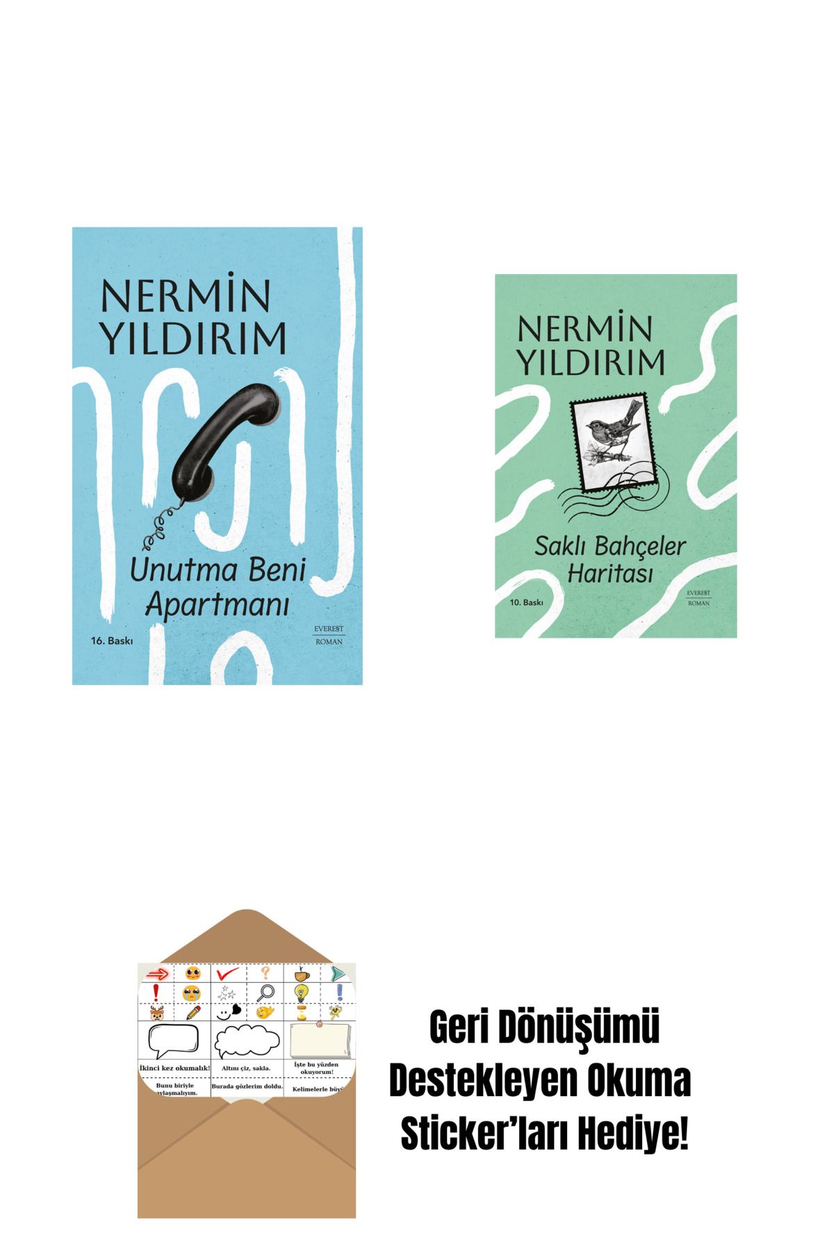 Everest Yayınları Unutma Beni Apartmanı (Ciltli) + Saklı Bahçeler Haritası (Ciltli) + Okuma Sticker'ları