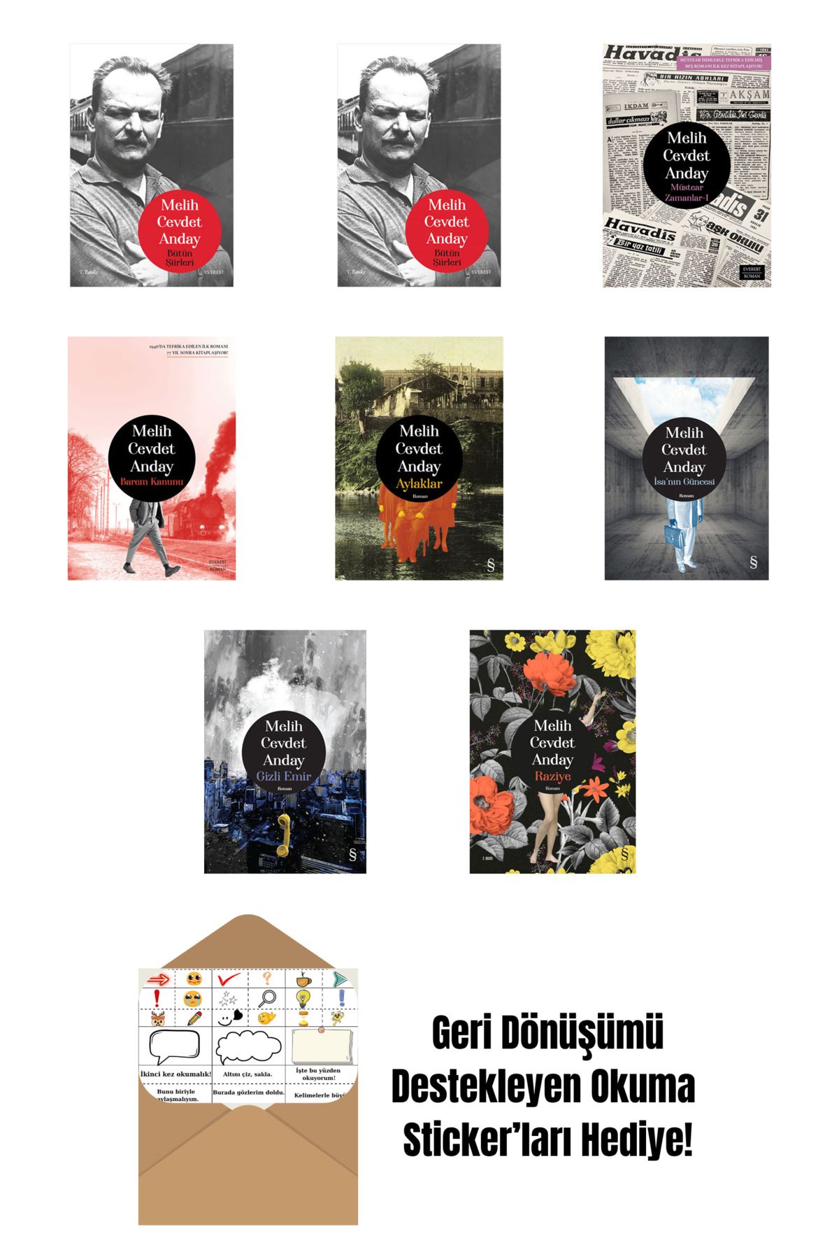 Everest Yayınları Melih Cevdet Anday 8 Kitap Set + Okuma Sticker'ları