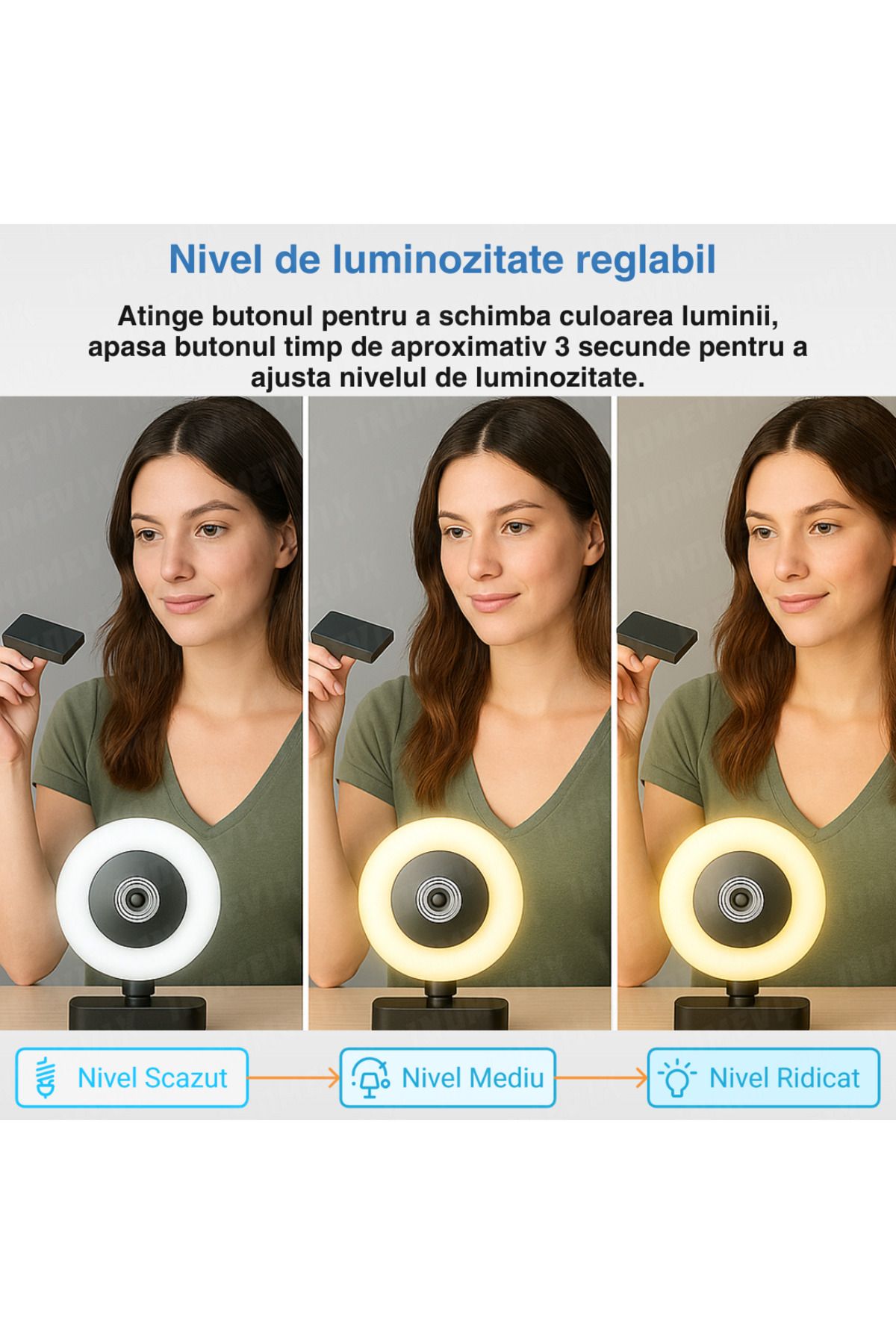 INOMEVIX-Cameră Web® 2k QHD, 4MP, microfon dual, focalizare automată, LED, capacitate mare, plug and play, cameră web 6