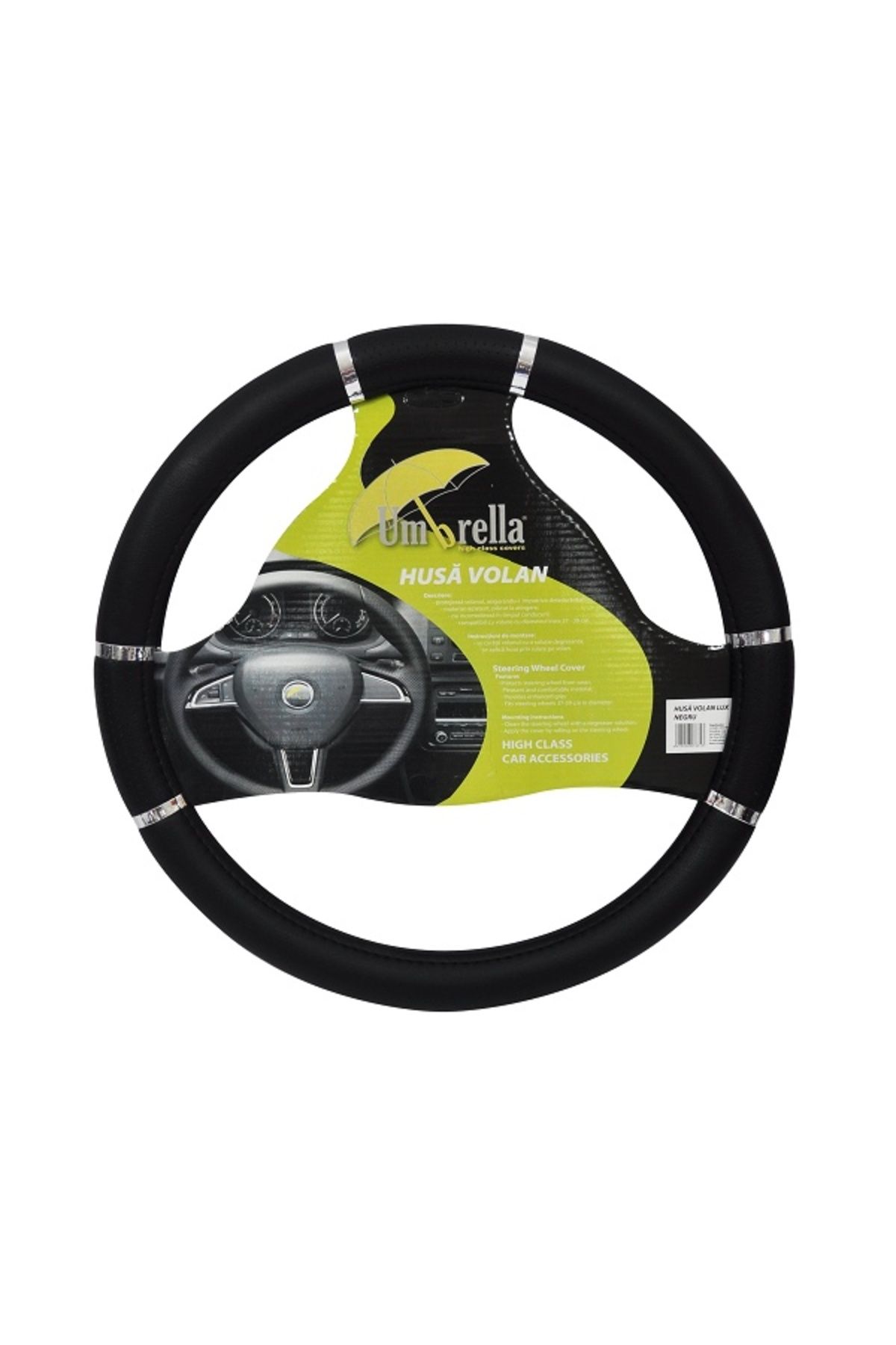 Umbrella-Luxury Steering Wheel Cover Black 37-39 Cm 5