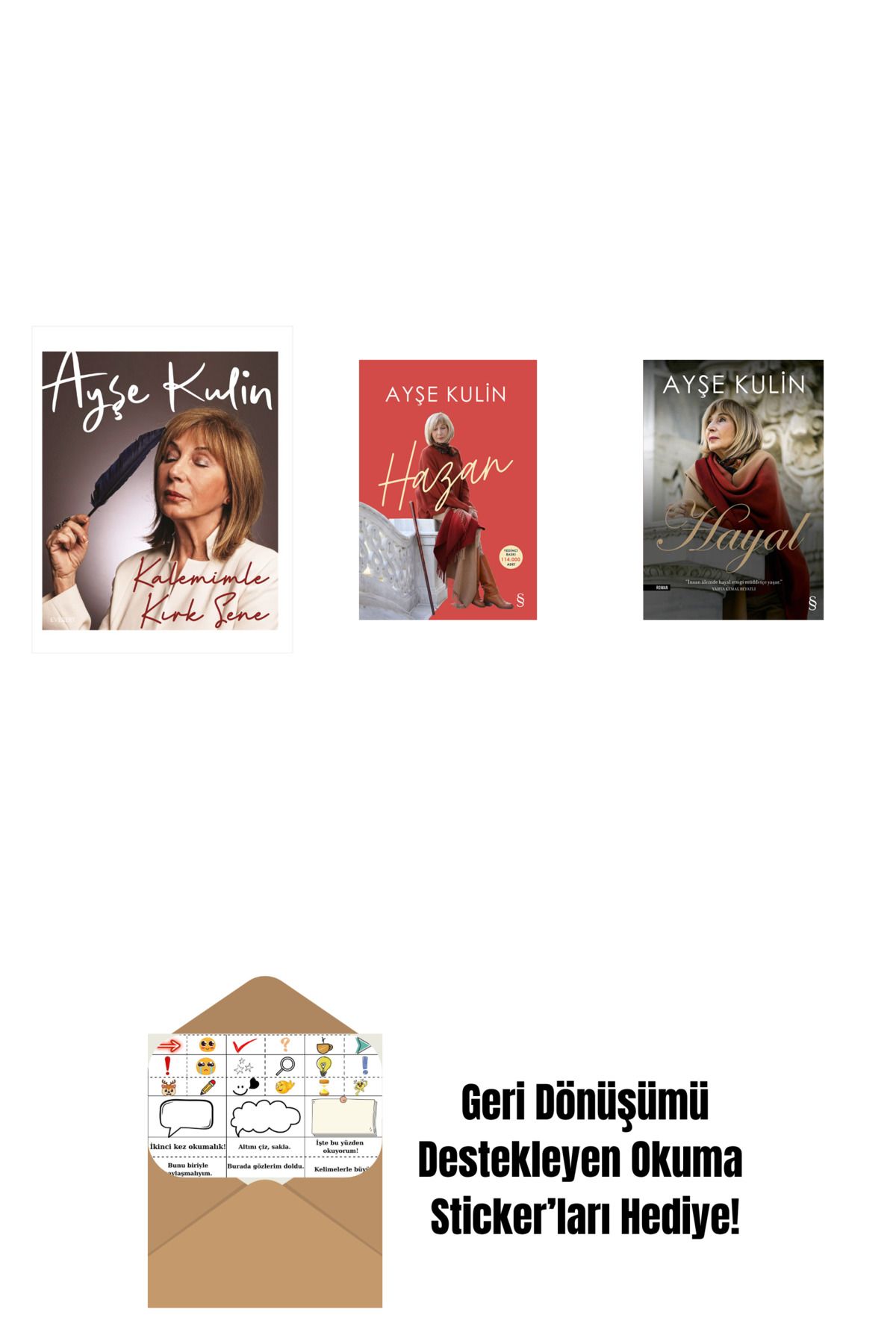Everest Yayınları Kalemimle Kırk Sene (Ciltli) + Hazan + Hayal + Okuma Sticker'ları