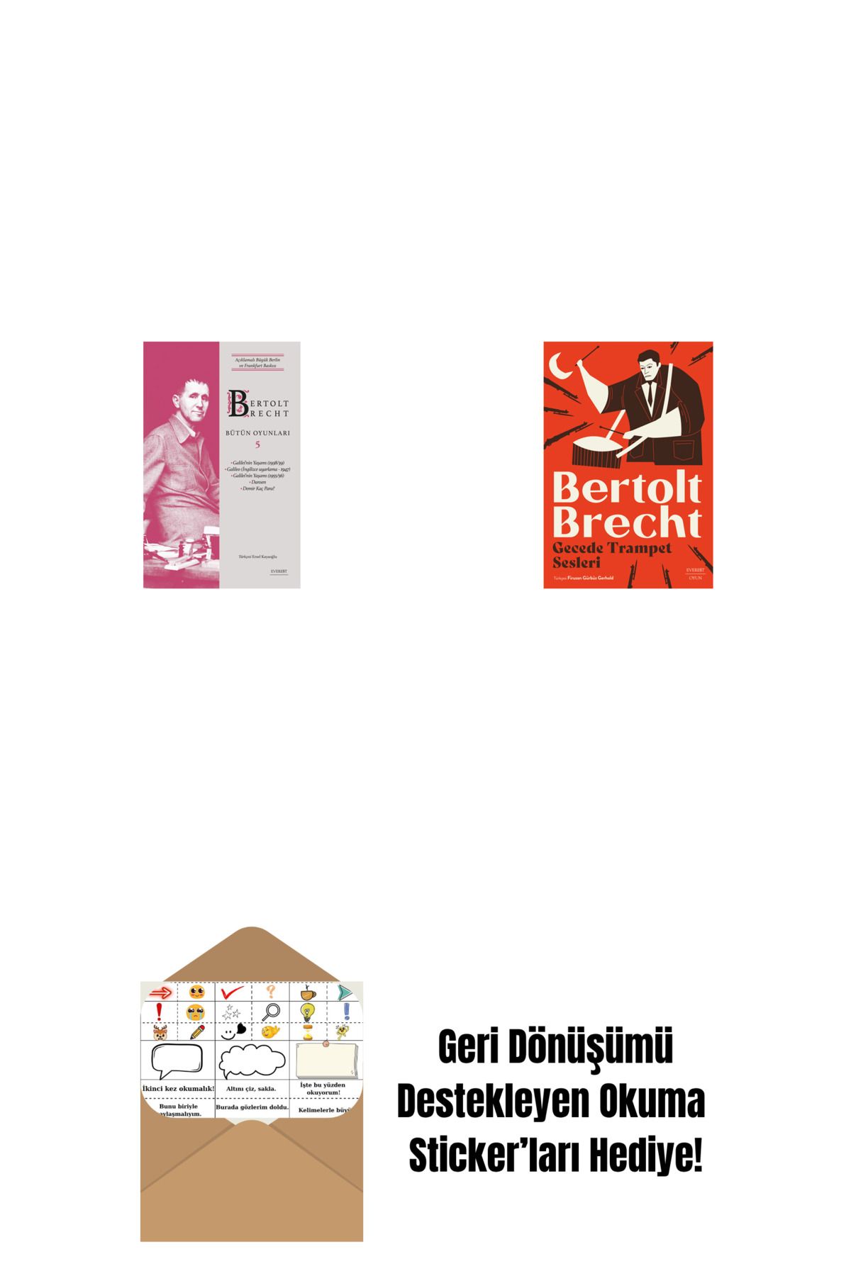 Everest Yayınları Bertolt Brecht - Bütün Oyunları 5 + Gecede Trampet Sesleri + Okuma Sticker'ları