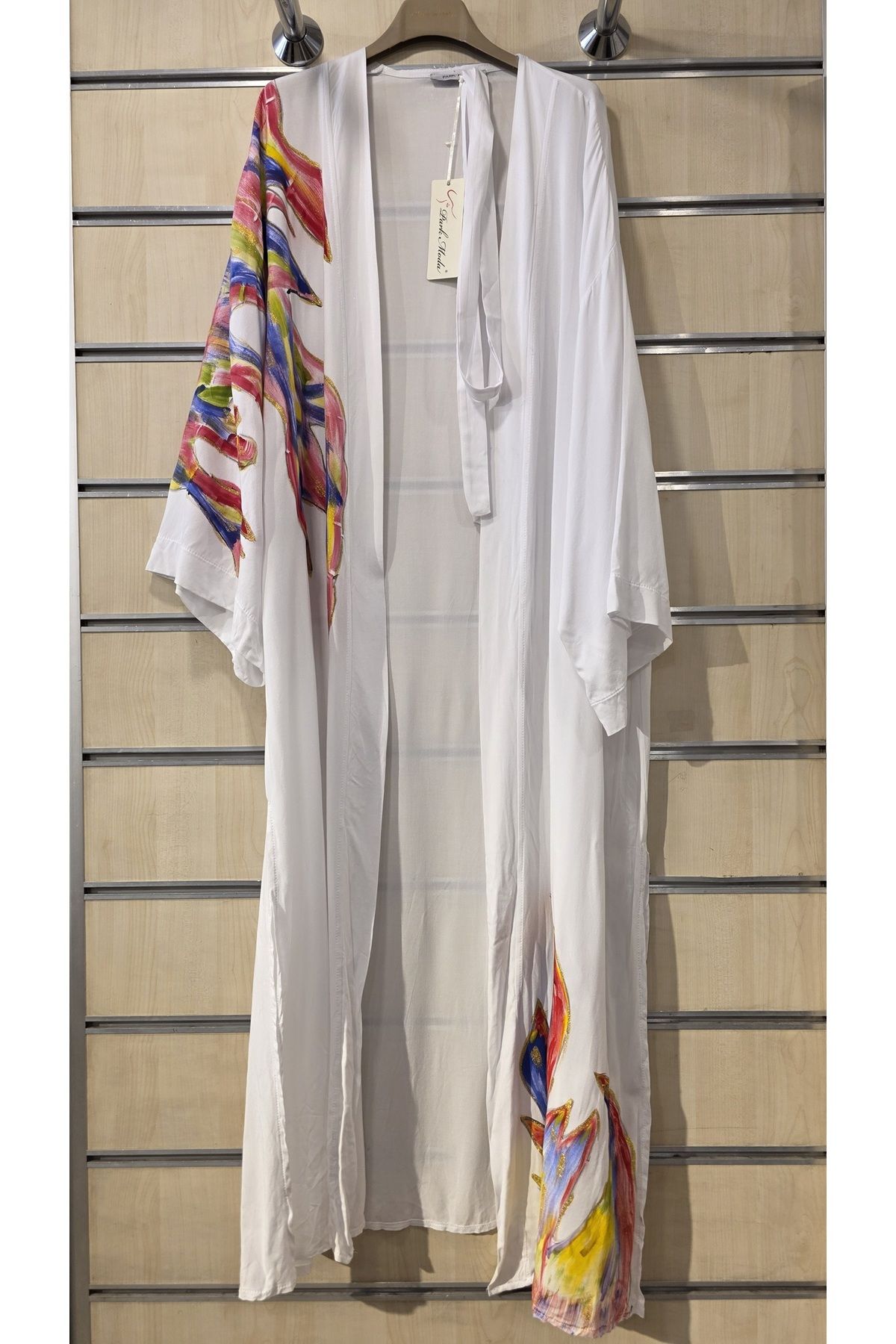 Park Moda Kimono El Boyalamlı Ebru Desen