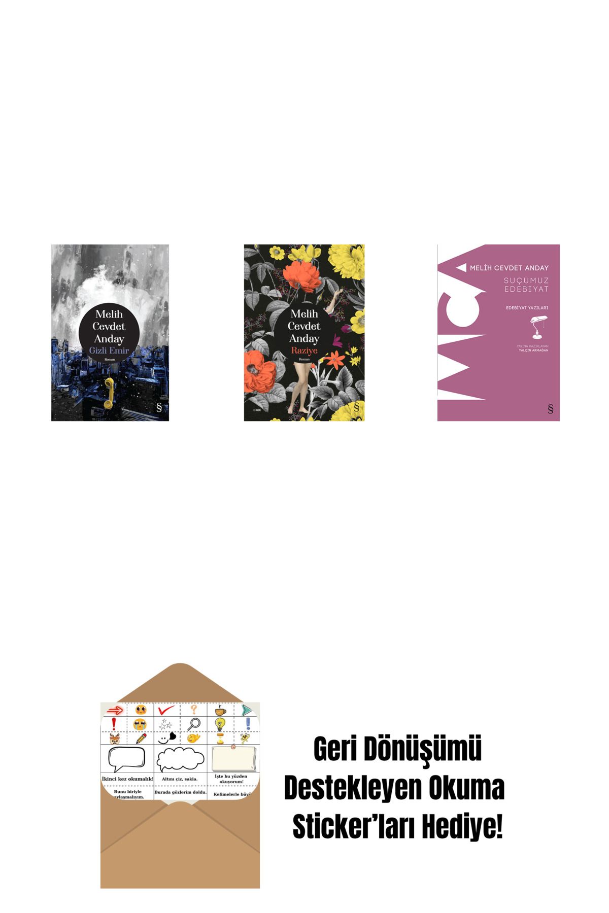Everest Yayınları Gizli Emir (Ciltli) + Raziye (Ciltli) + Suçumuz Edebiyat + Okuma Sticker'ları