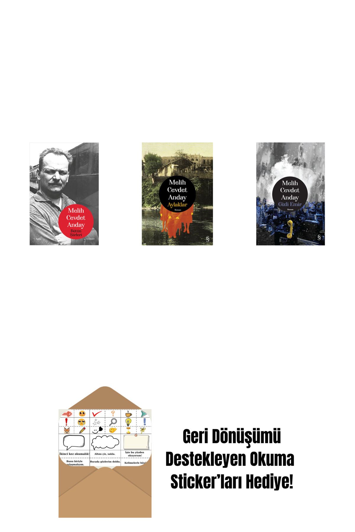 Everest Yayınları Melih Cevdet Anday - Bütün Şiirleri + Aylaklar (Ciltli) + Gizli Emir (Ciltli) + Okuma Sticker'ları