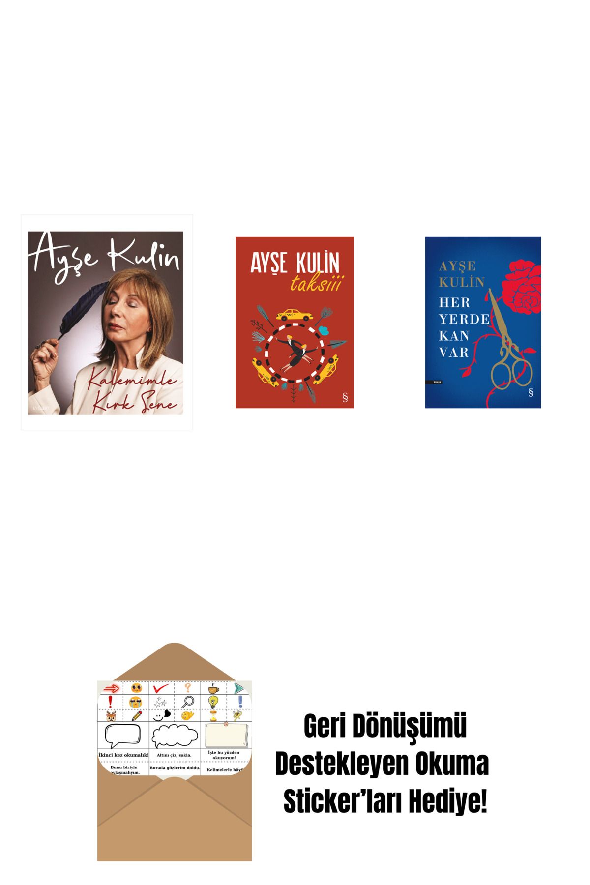 Everest Yayınları Kalemimle Kırk Sene (Ciltli) + Taksiii + Her Yerde Kan Var (Ciltli) + Okuma Sticker'ları