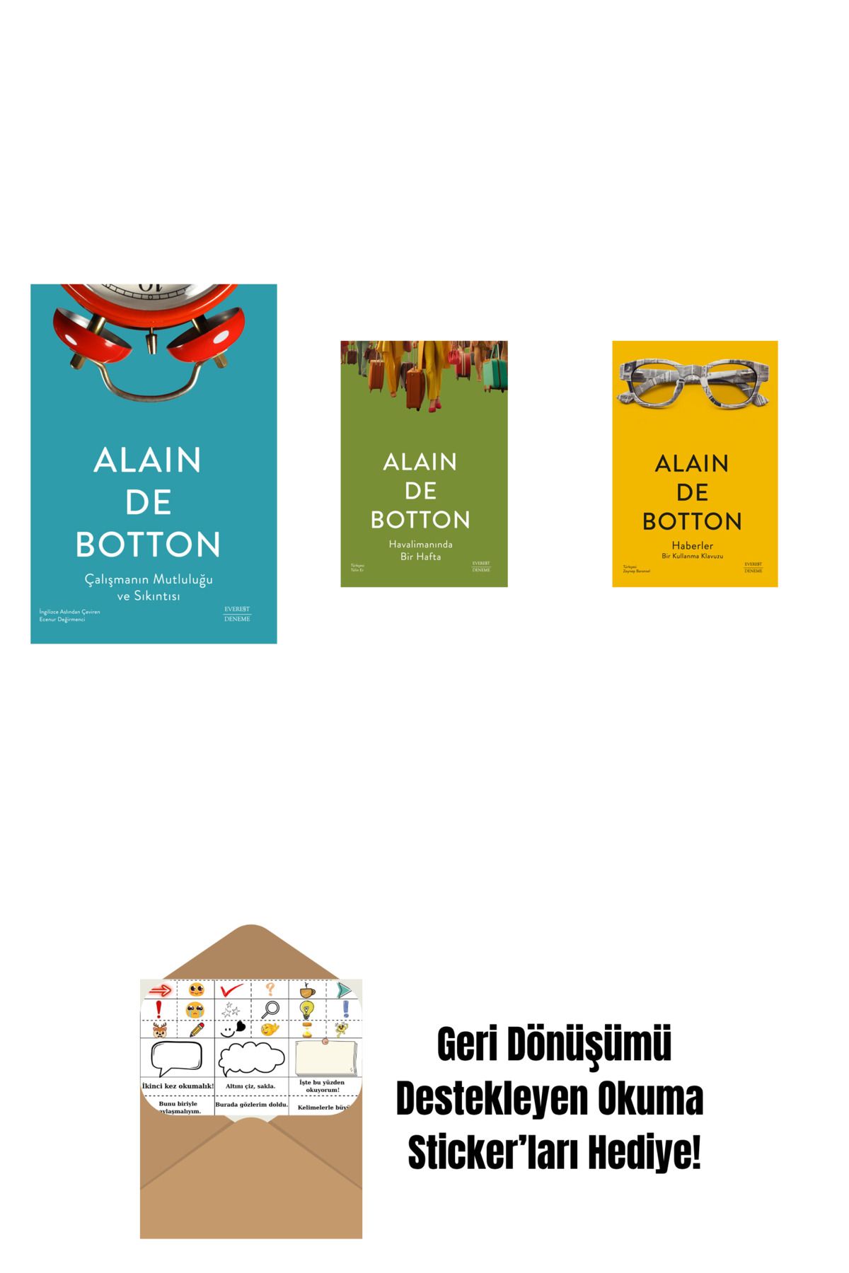 Everest Yayınları Çalışmanın Mutluluğu ve Sıkıntısı + Havalimanında Bir Hafta + Haberler + Okuma Sticker'ları