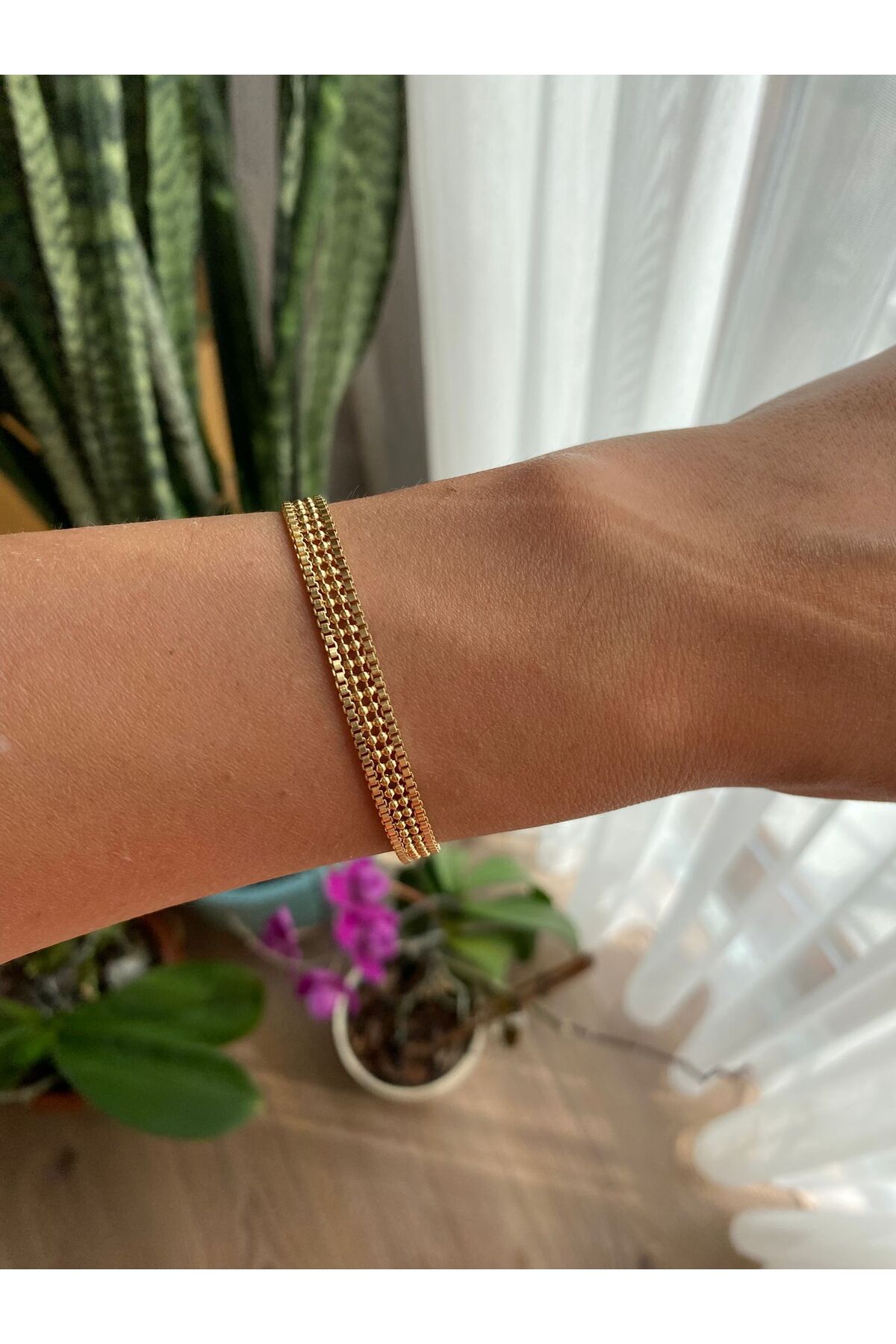 marsel aksesuar Xuping Minimal Hasır Gold Bileklik