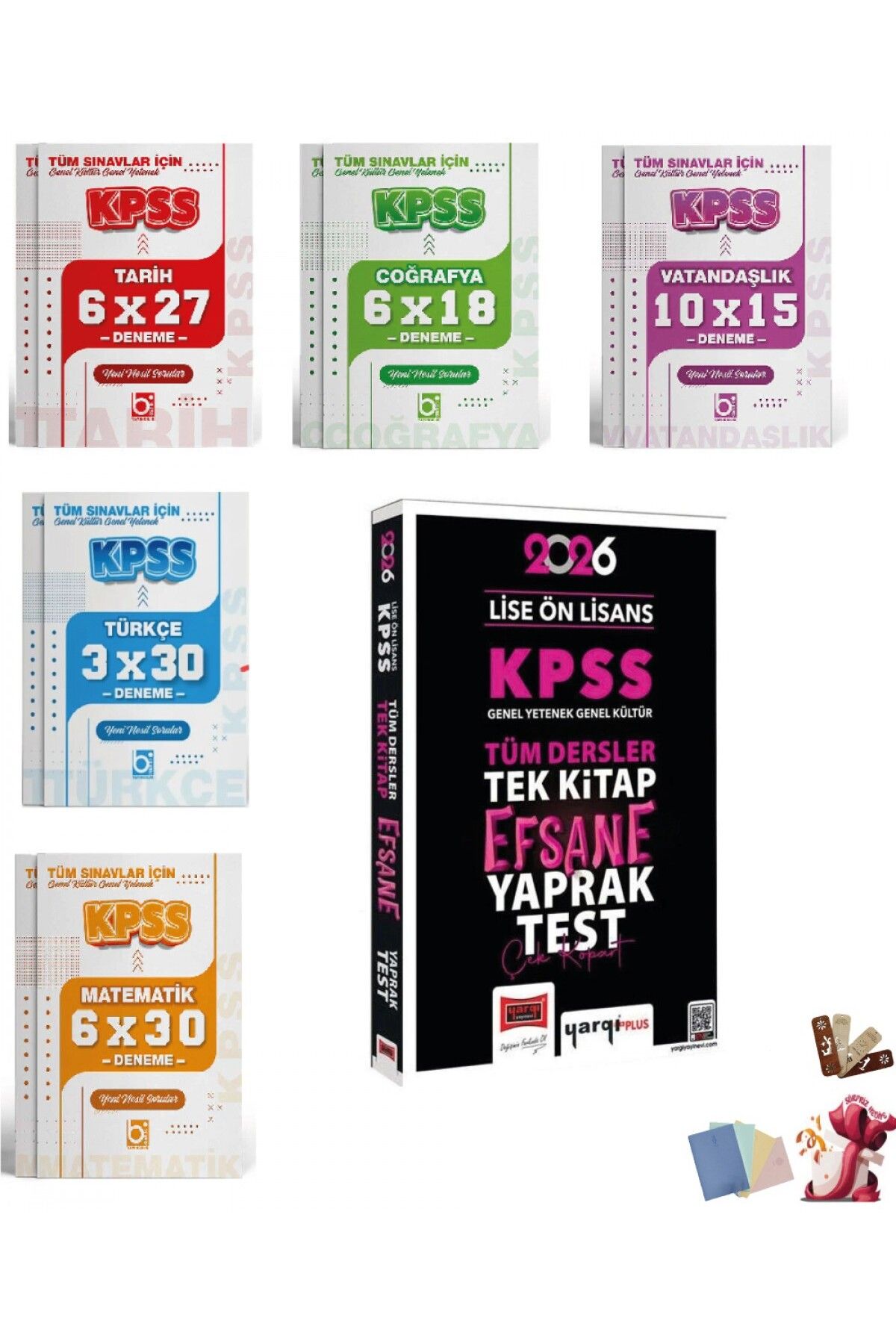 Bi bigelio 2026 KPSS Lise Ön Lisans Efsane Yaprak Test Tek Kitap ve Deneme Seti 6 Kitap Yargı ve Bigelio Yayınc
