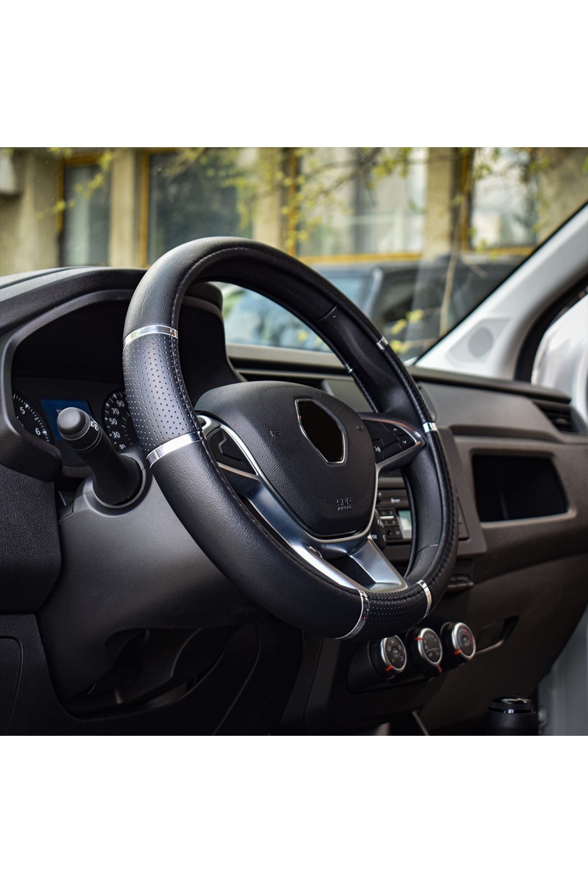 Umbrella-Luxury Steering Wheel Cover Black 37-39 Cm 2