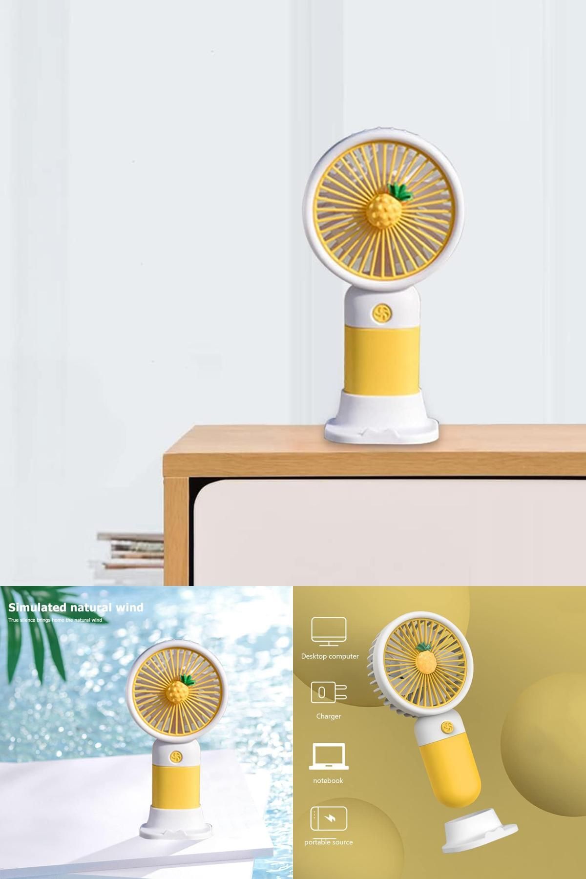 Midday 🍍 Sevimli Ananas Figürlü El Fanı | Sessiz, Güçlü, USB’li Mini Fan | Serinliğe Renk Kat! Dekoratif