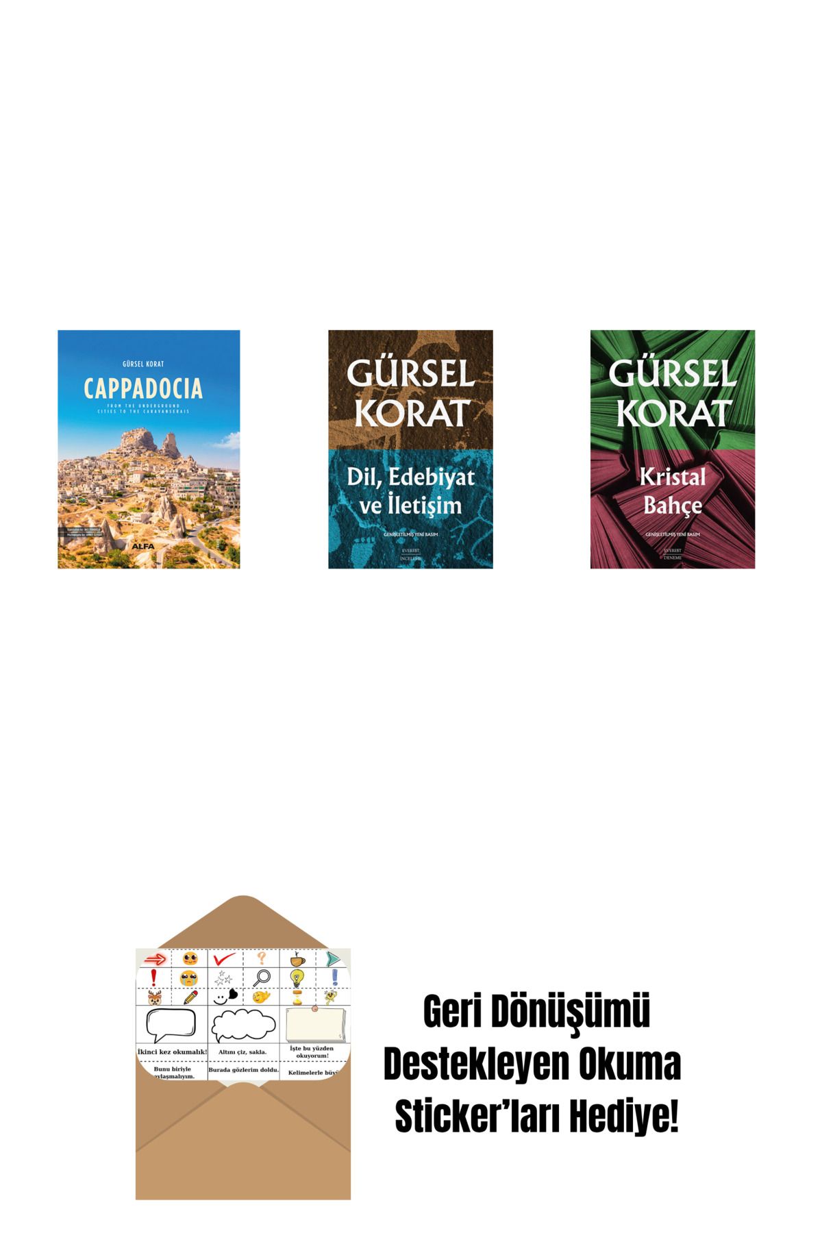 Everest Yayınları Cappadocia (Ciltli) + Dil, Edebiyat ve İletişim + Kristal Bahçe + Okuma Sticker'ları