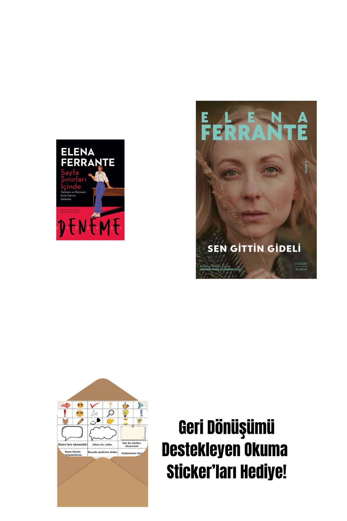 Everest Yayınları Sayfa Sınırları İçinde + Sen Gittin Gideli + Okuma Sticker'ları