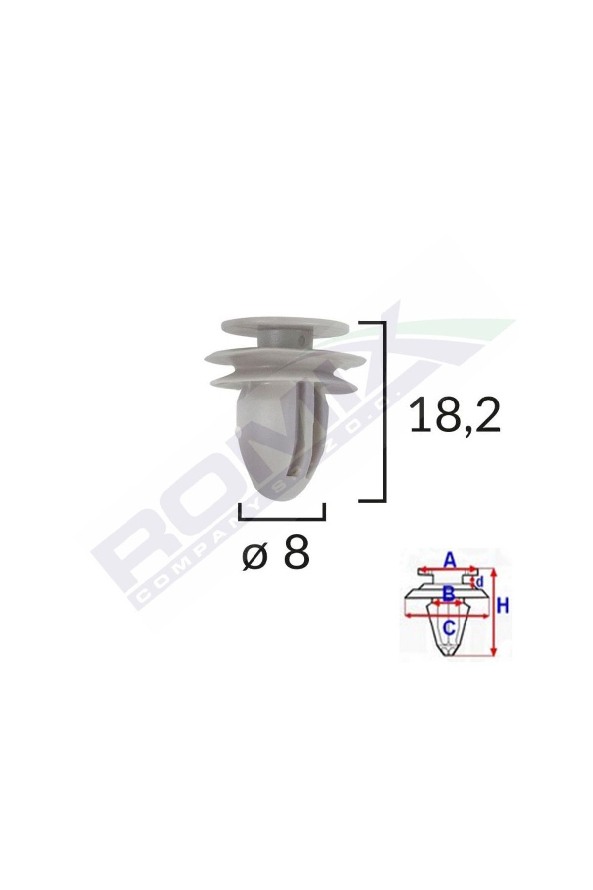 ROMİX-Clips Tapiterie Pentru Honda/Hyundai/Kia/Mazda 8X182Mm - Gri Set 10 Buc 1