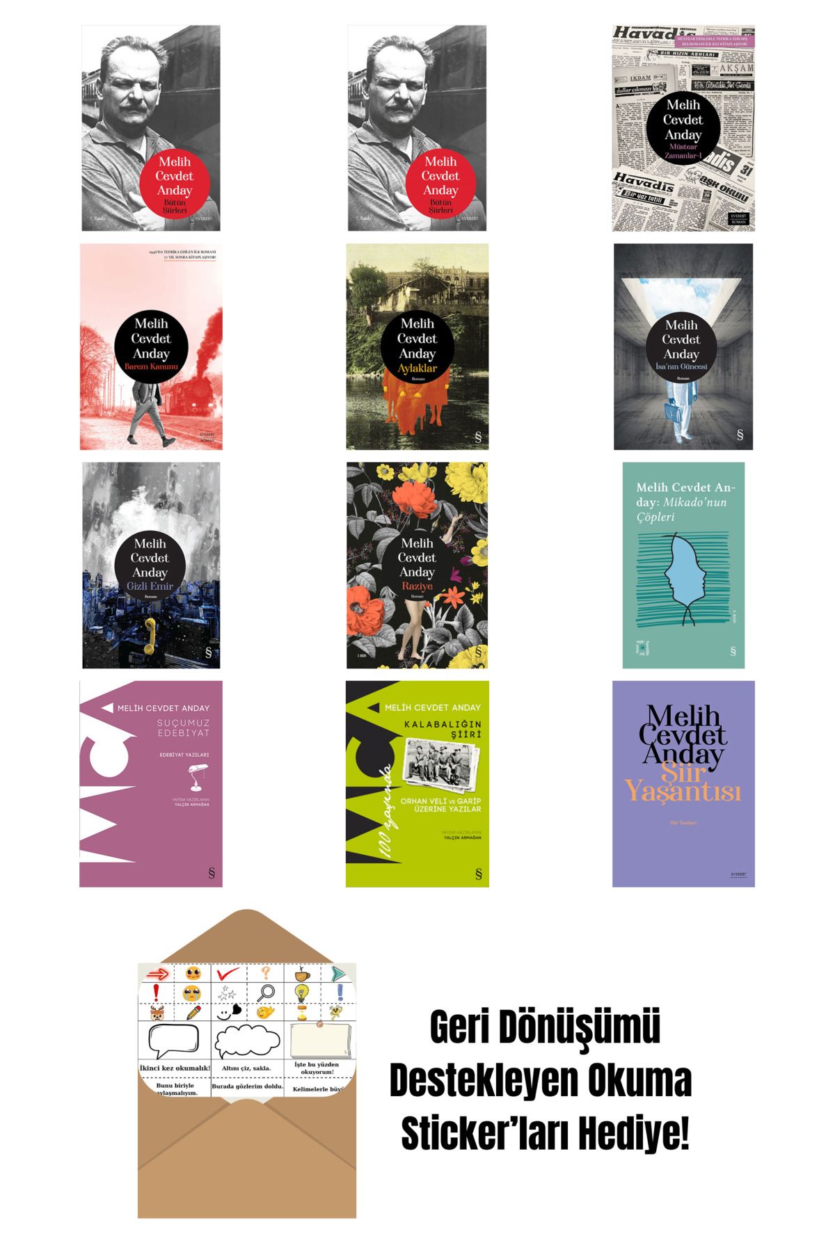 Everest Yayınları Melih Cevdet Anday 12 Kitap Set + Okuma Sticker'ları