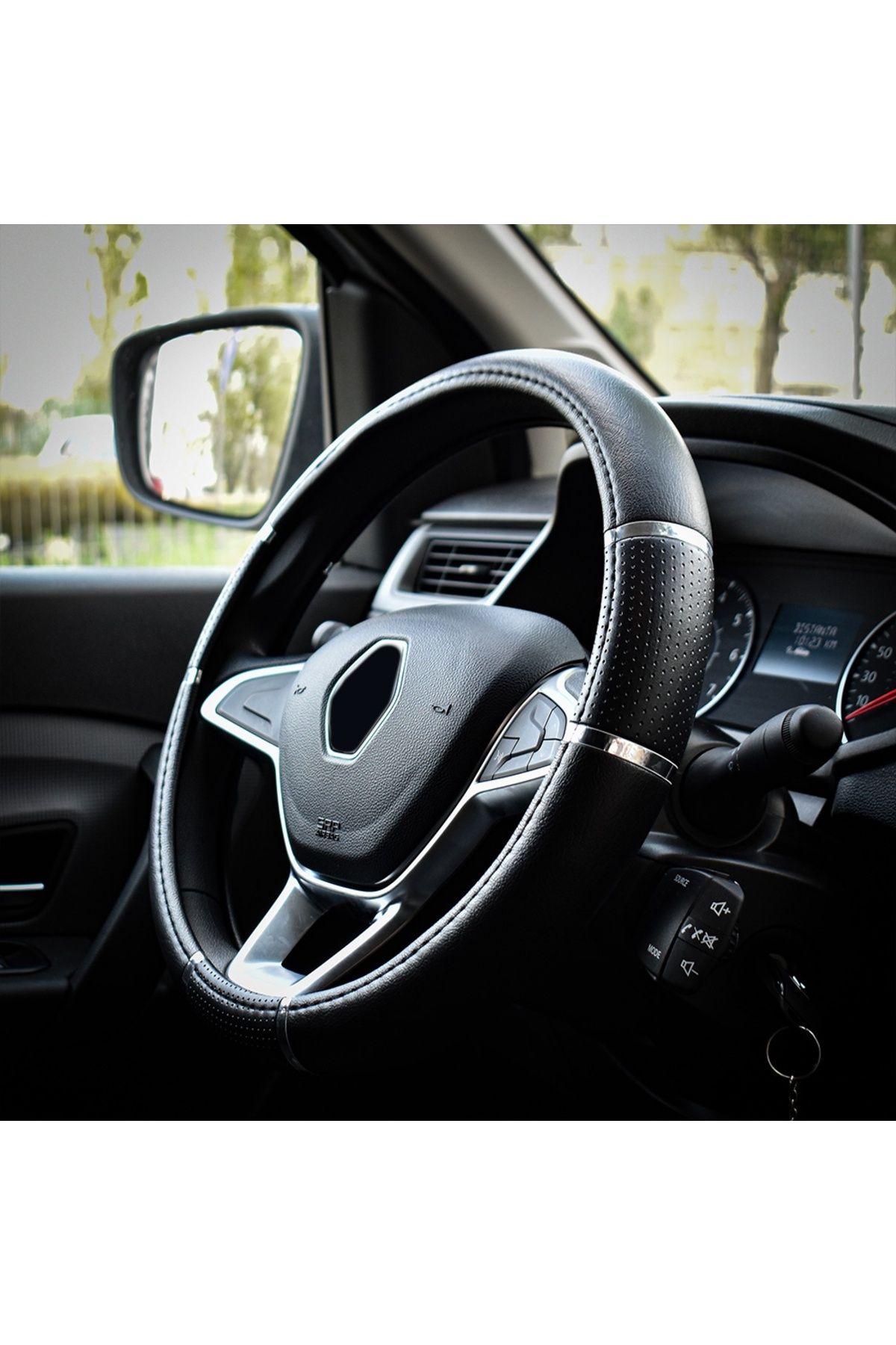 Umbrella-Luxury Steering Wheel Cover Black 37-39 Cm 3